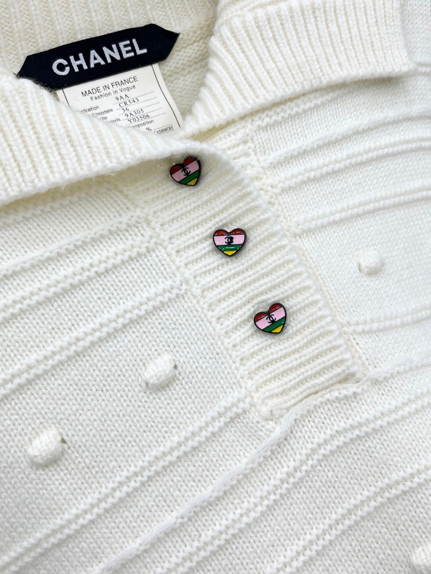 C 25 Vintage fringed cashmere sweater(WHITE/NAVY)