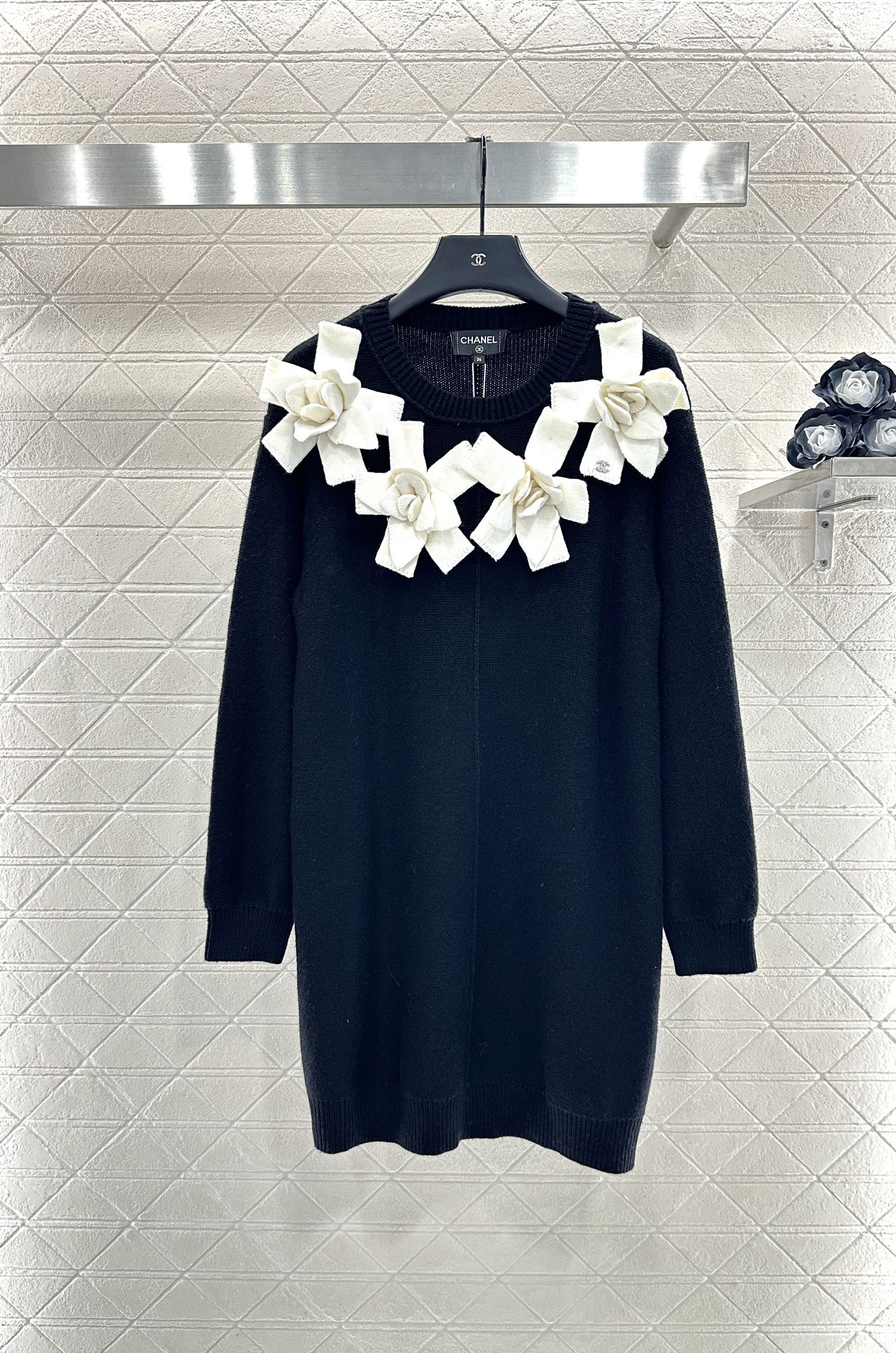 C 25 3D Camellia Knit Wool Cashmere Dress