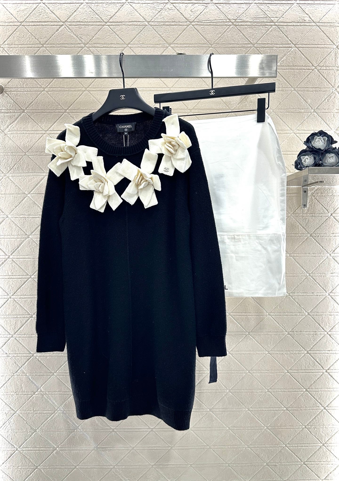C 25 3D Camellia Knit Wool Cashmere Dress