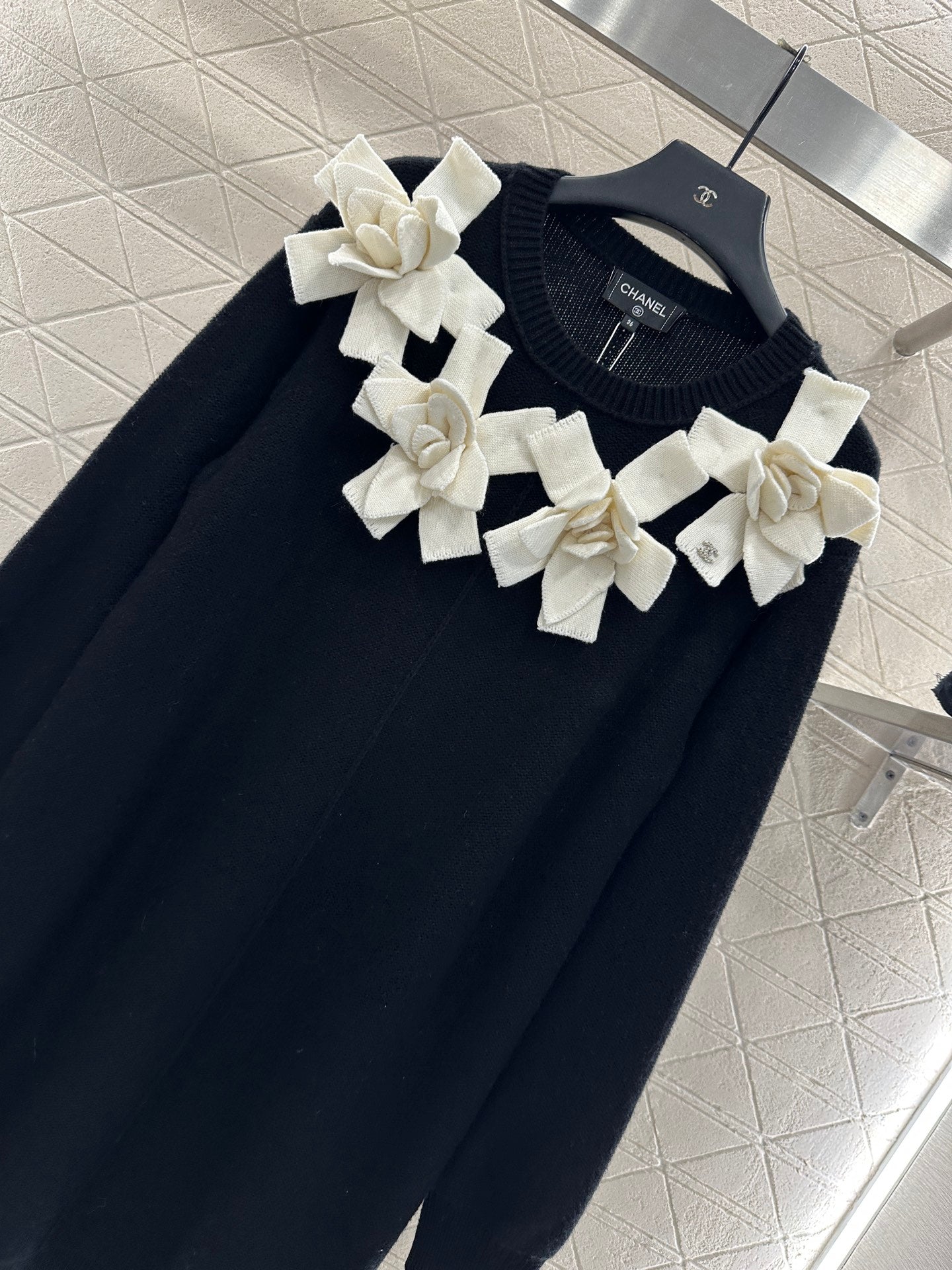 C 25 3D Camellia Knit Wool Cashmere Dress