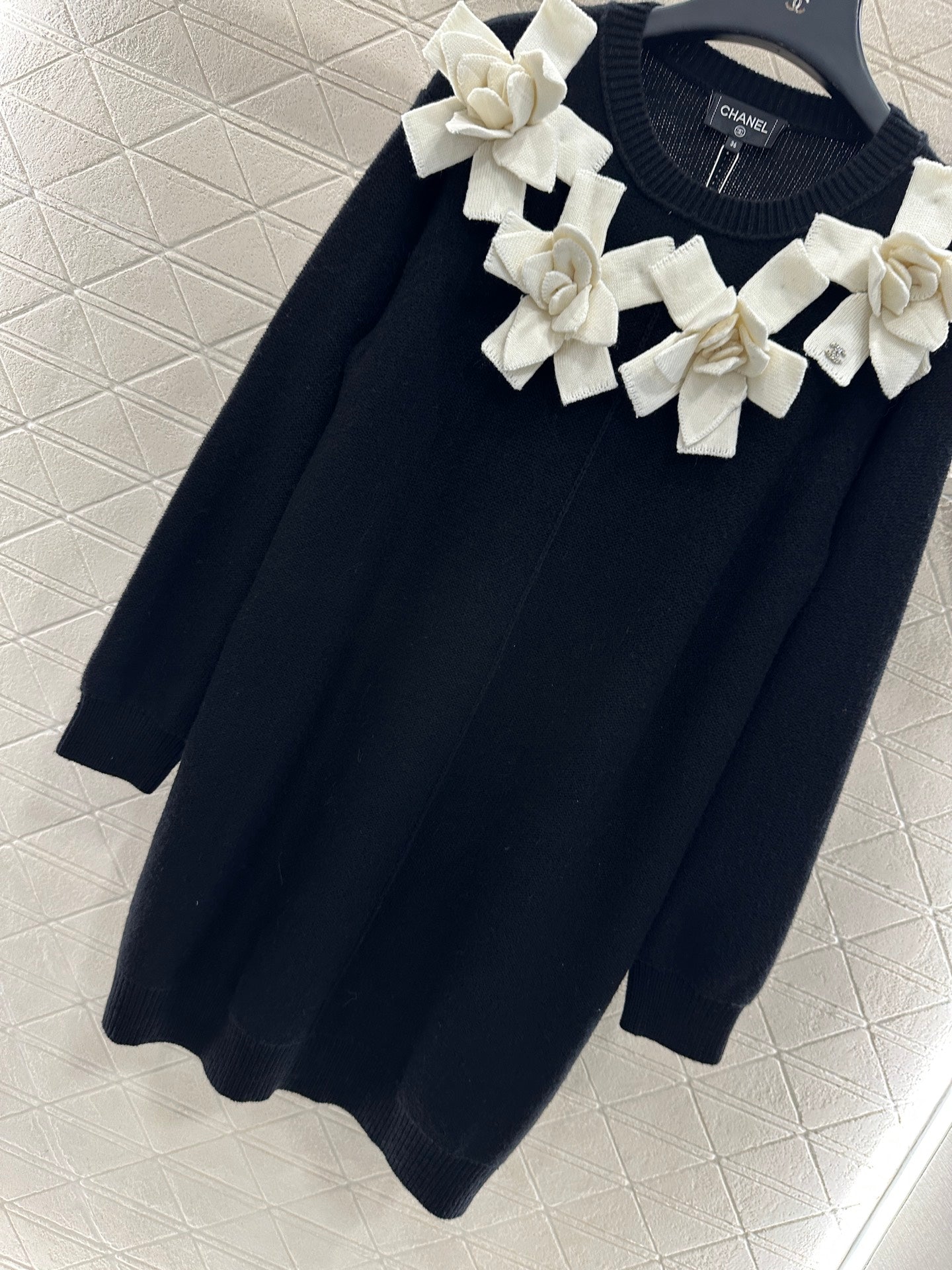 C 25 3D Camellia Knit Wool Cashmere Dress