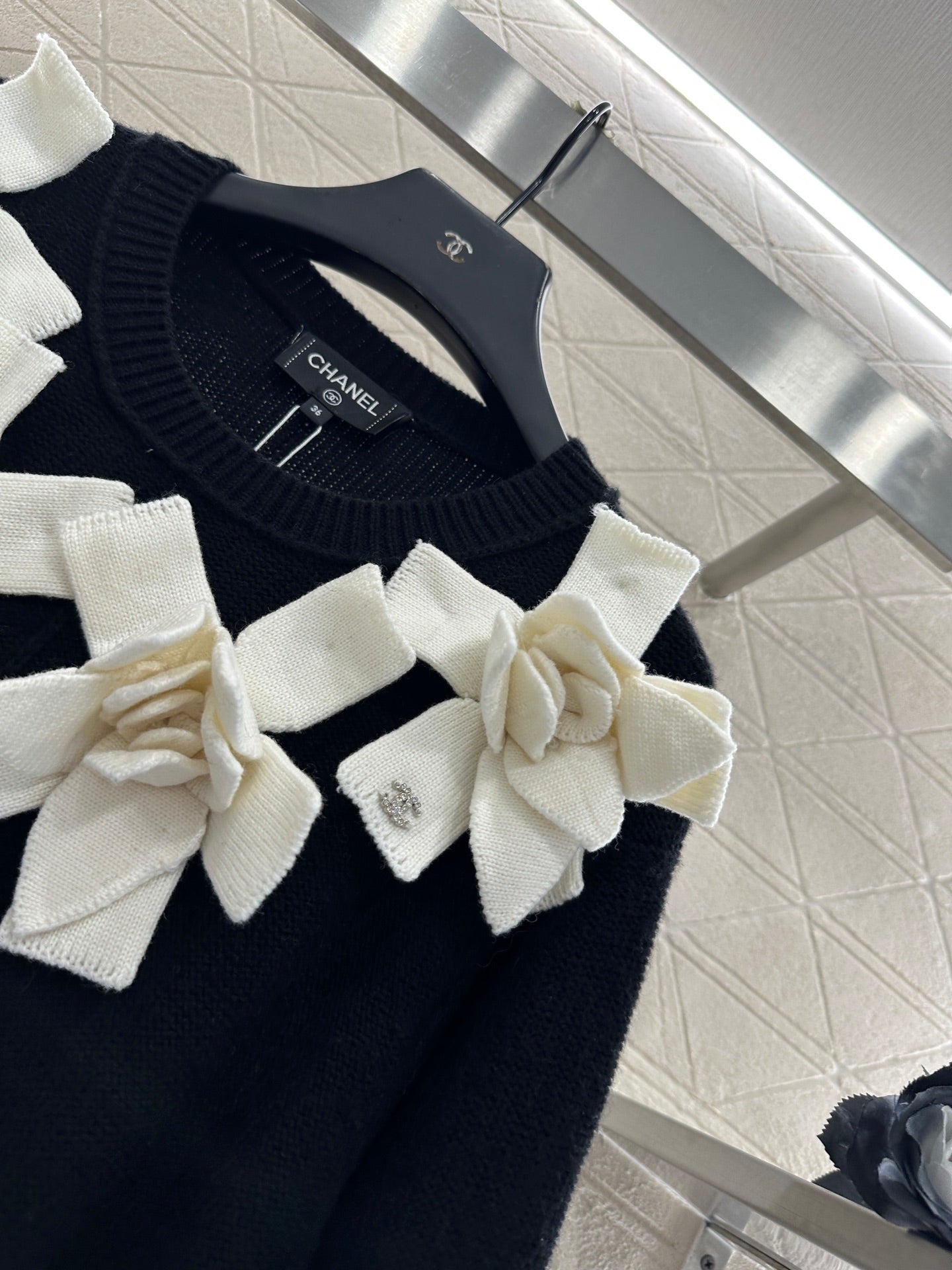C 25 3D Camellia Knit Wool Cashmere Dress