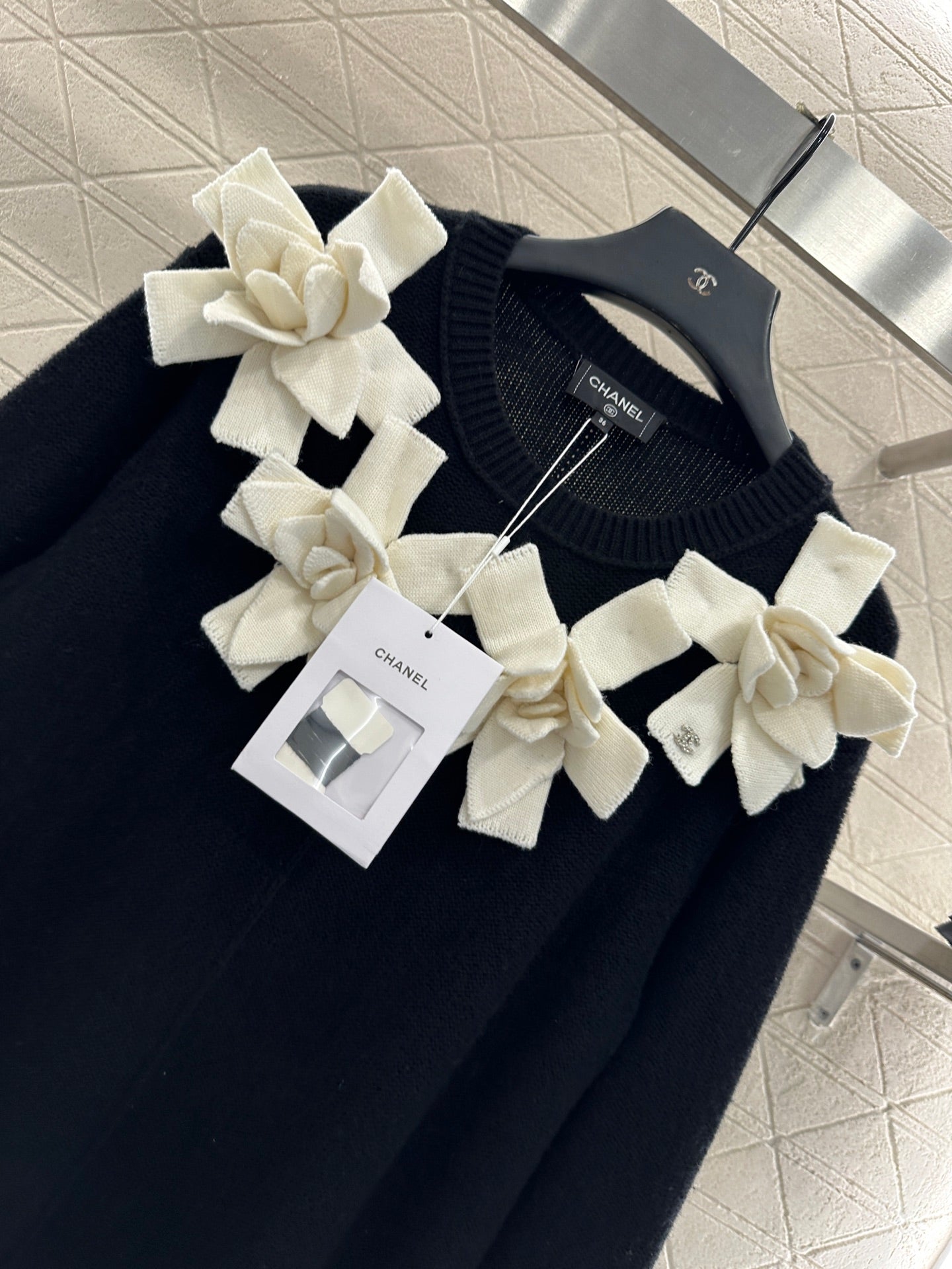 C 25 3D Camellia Knit Wool Cashmere Dress
