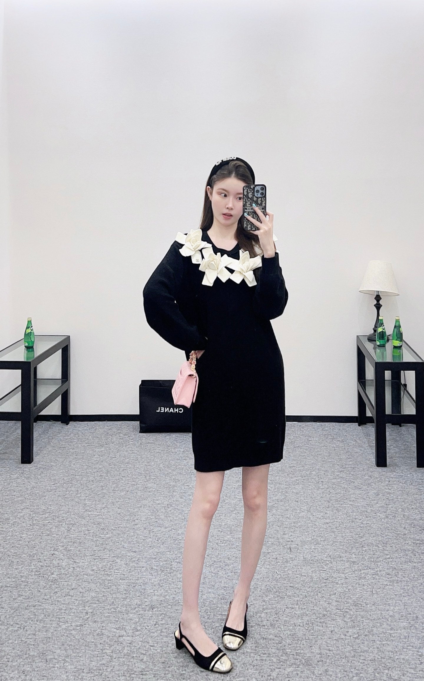 C 25 3D Camellia Knit Wool Cashmere Dress