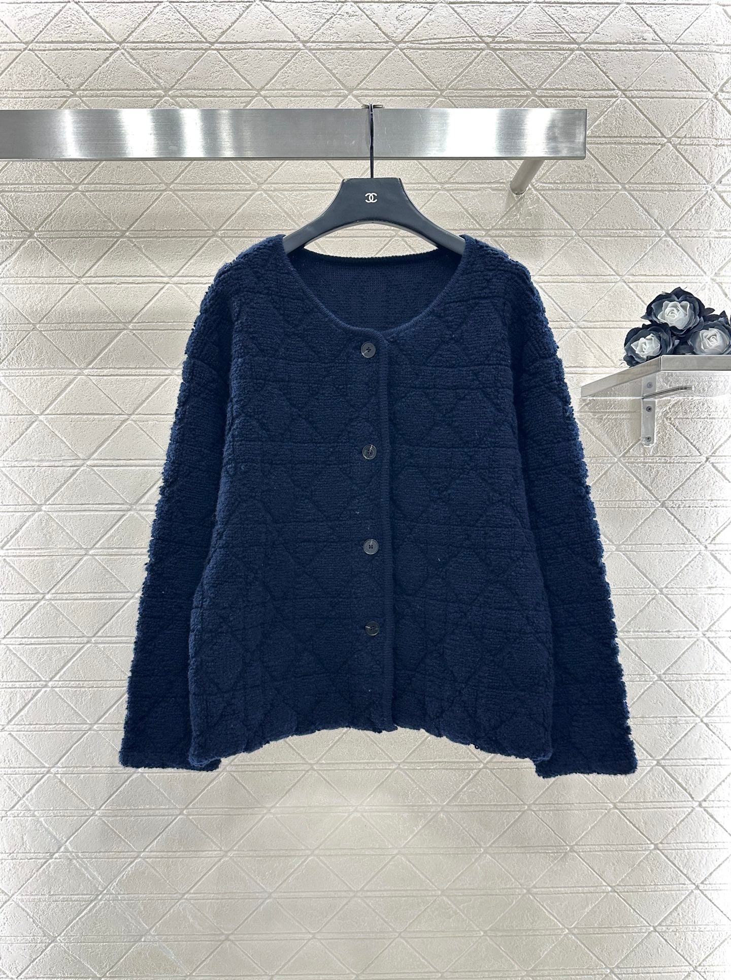 Di 25 Check jacquard wool cardigan jacket
