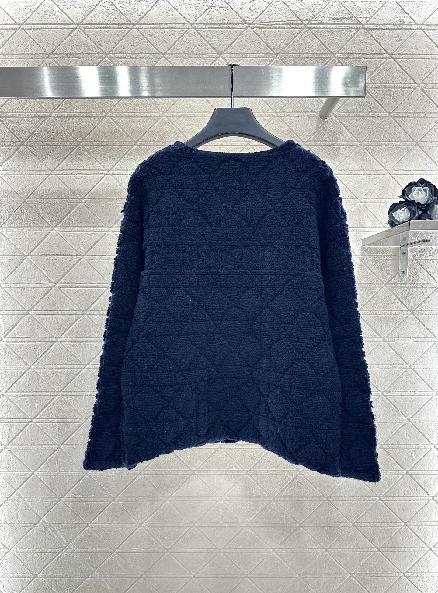Di 25 Check jacquard wool cardigan jacket