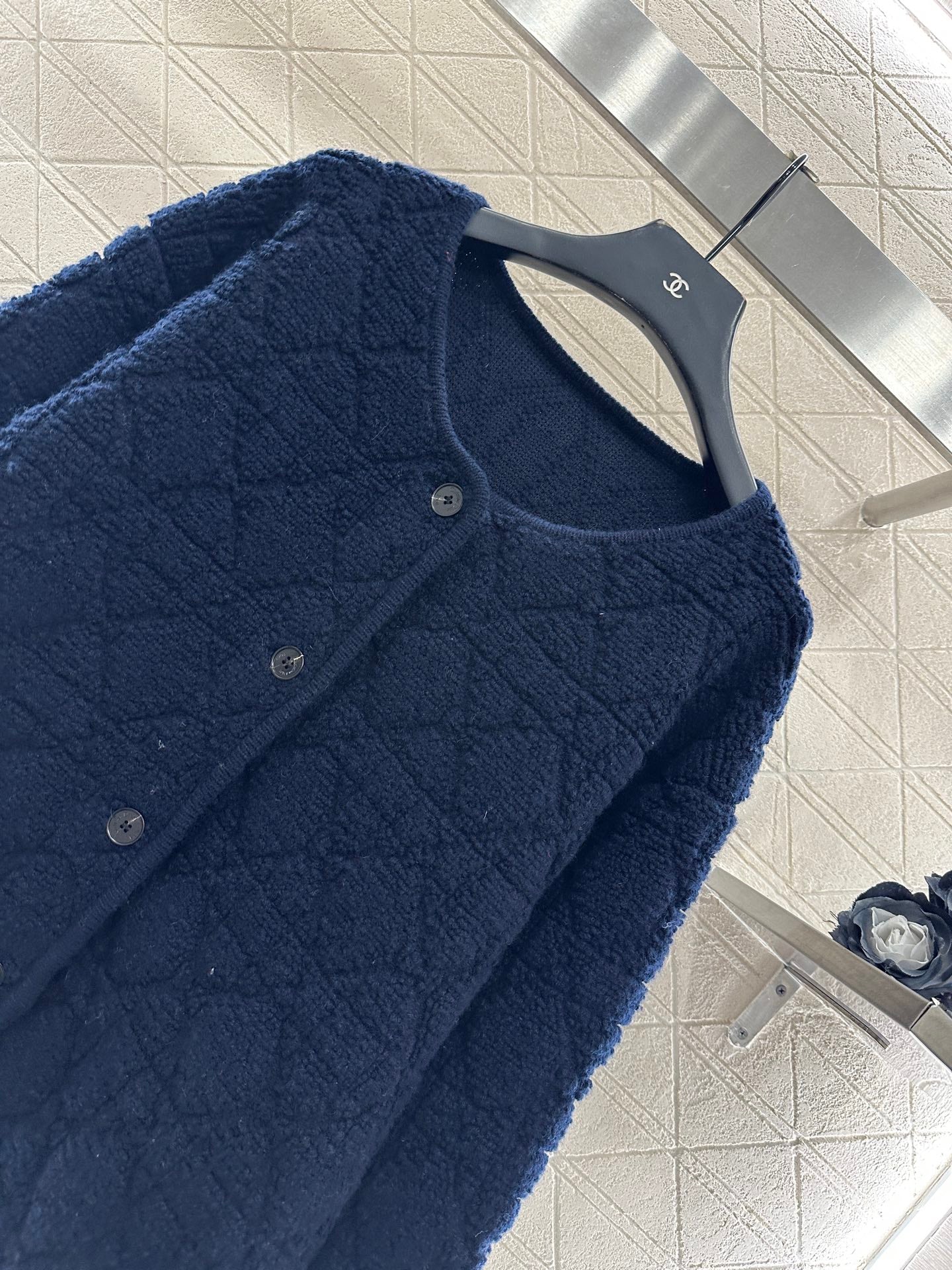 Di 25 Check jacquard wool cardigan jacket