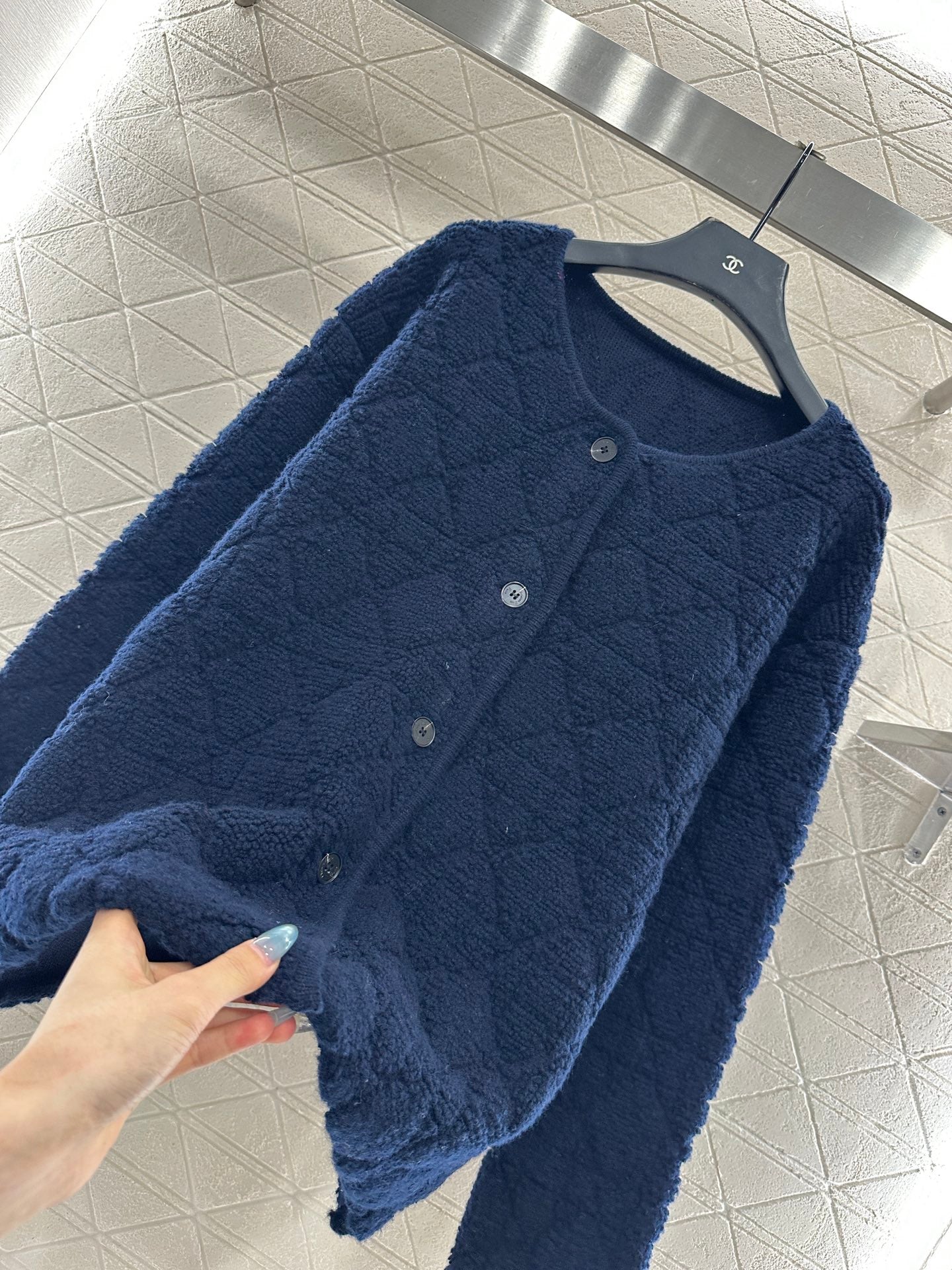 Di 25 Check jacquard wool cardigan jacket