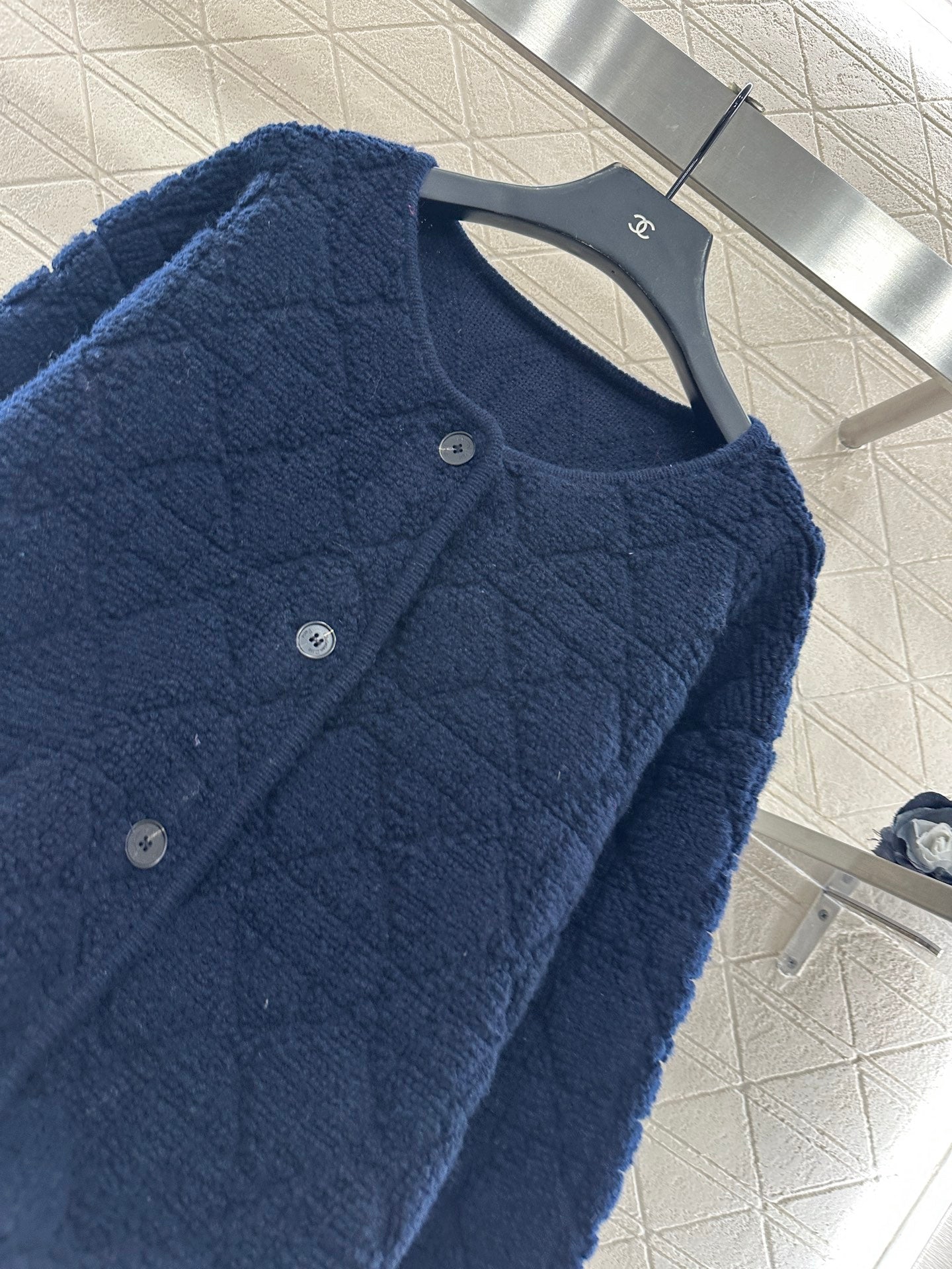 Di 25 Check jacquard wool cardigan jacket
