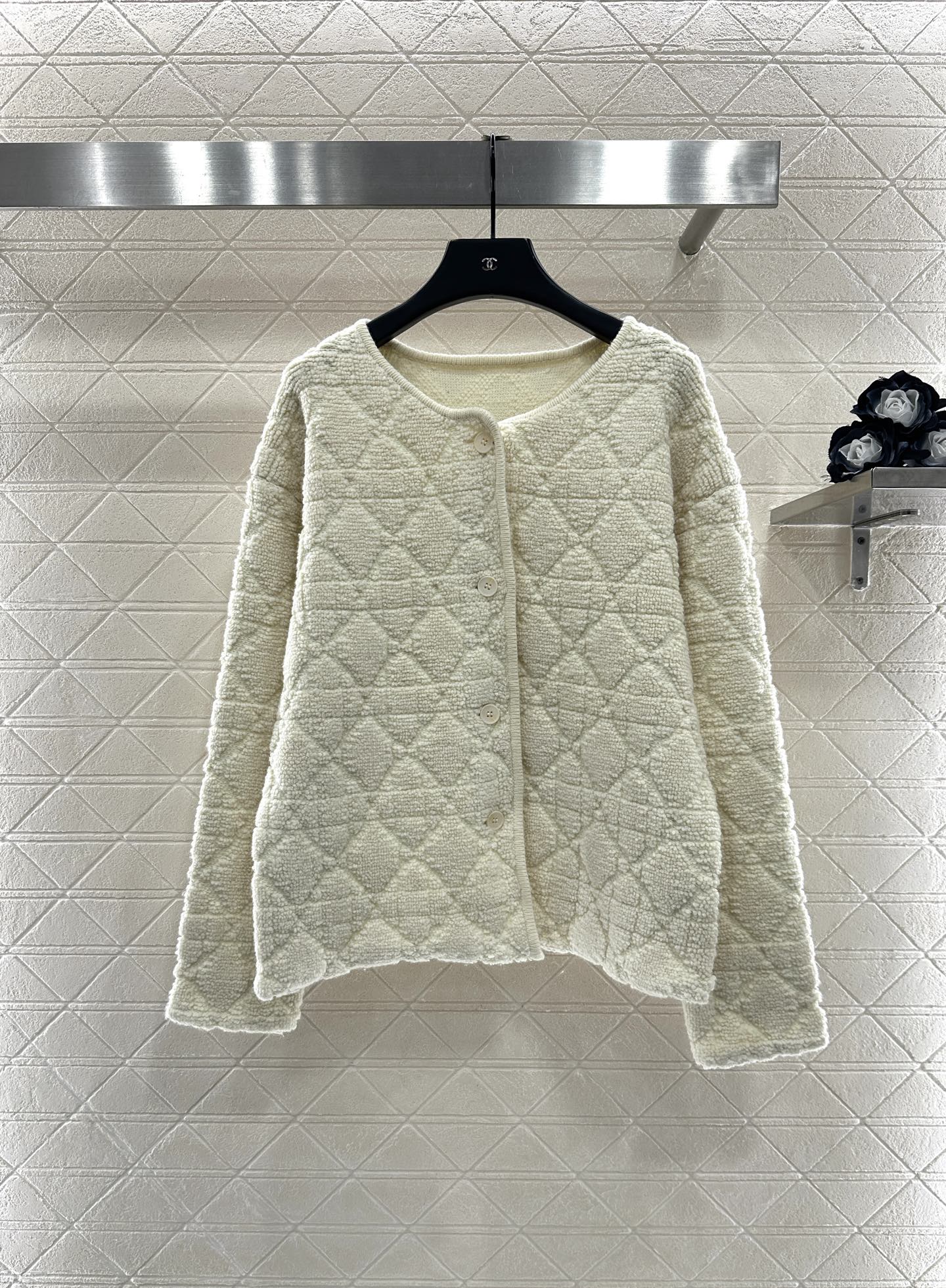 Di 25 Check jacquard wool cardigan jacket
