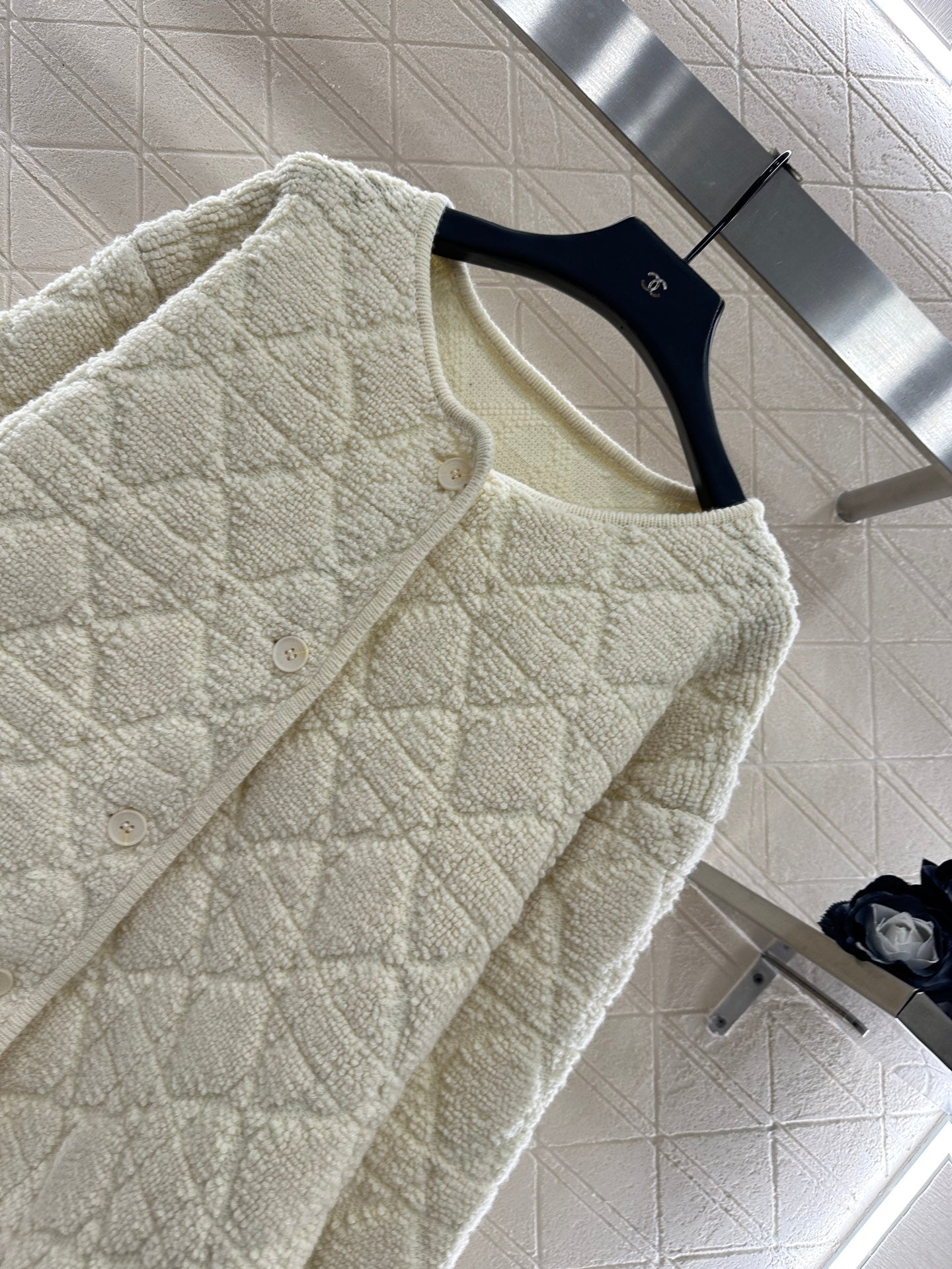 Di 25 Check jacquard wool cardigan jacket
