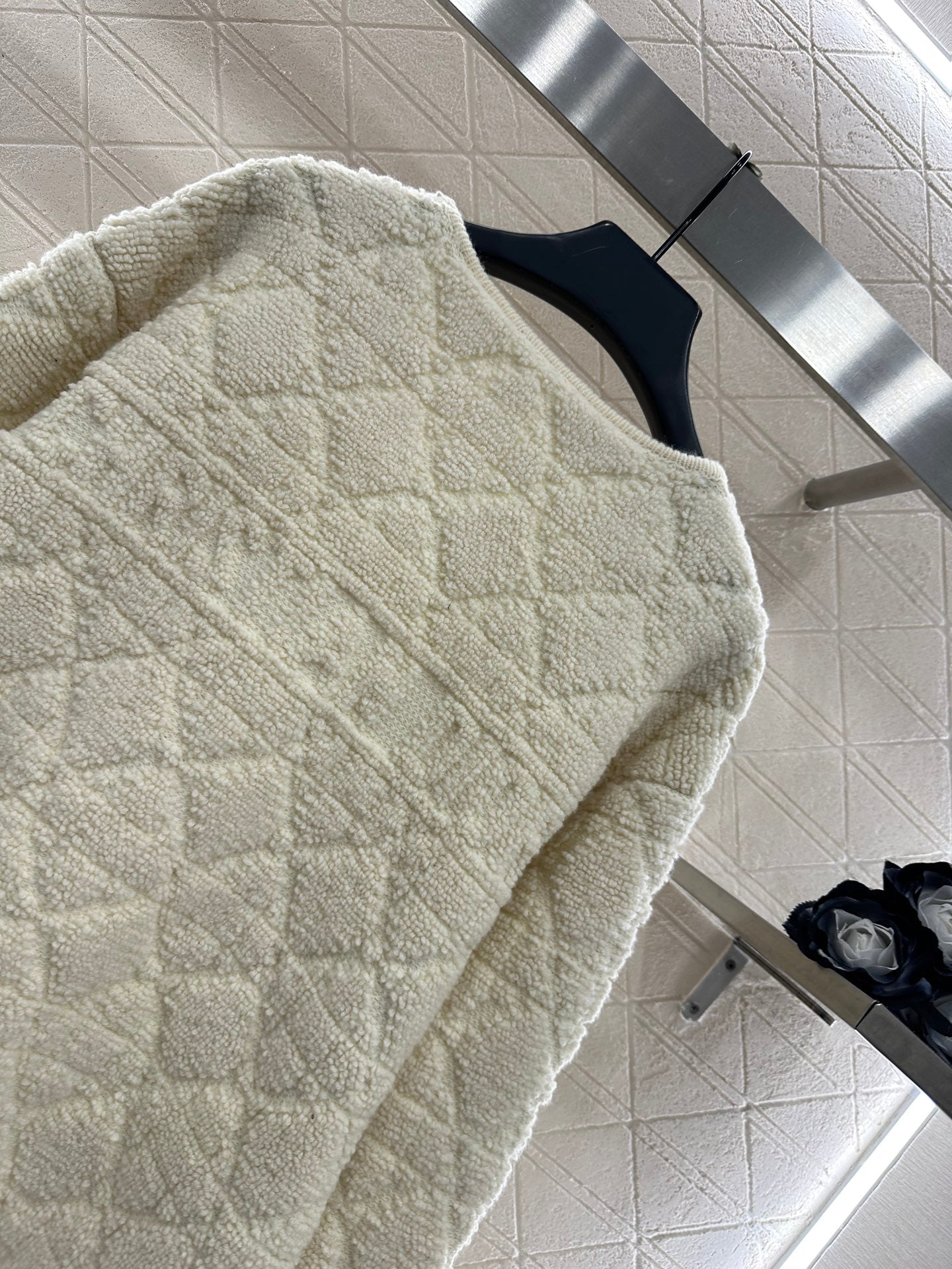 Di 25 Check jacquard wool cardigan jacket