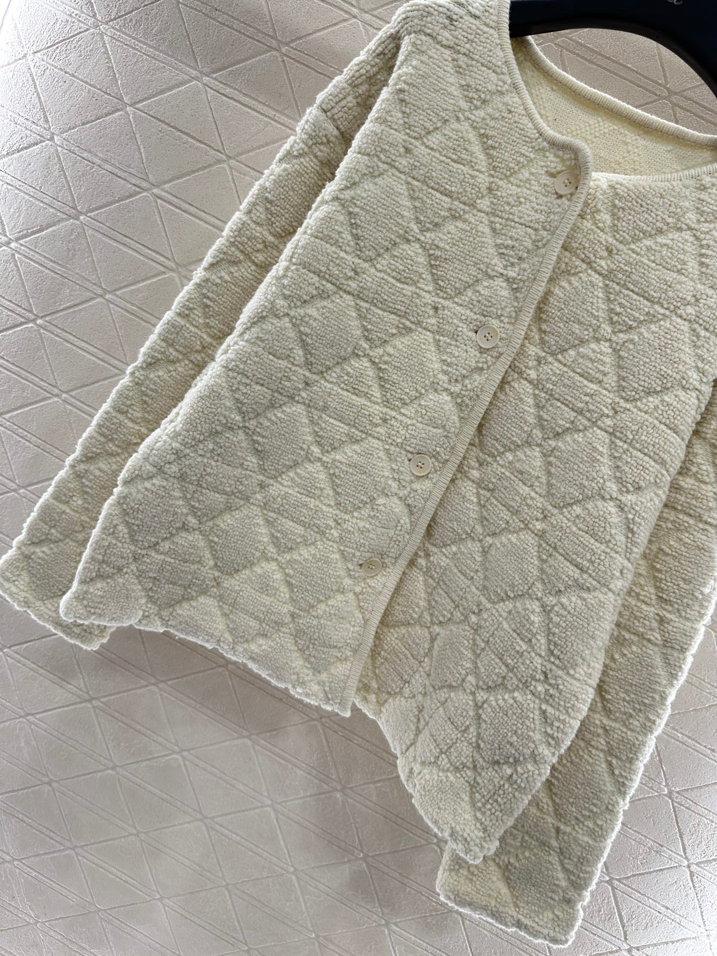 Di 25 Check jacquard wool cardigan jacket