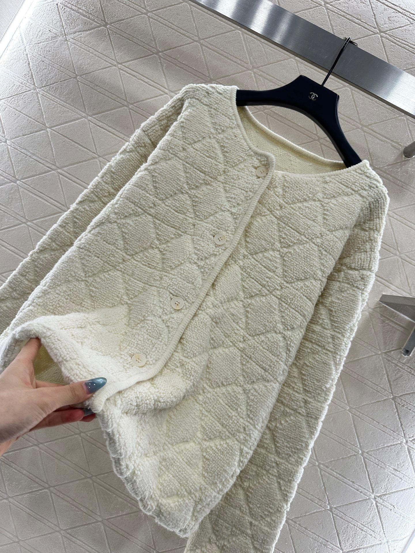 Di 25 Check jacquard wool cardigan jacket