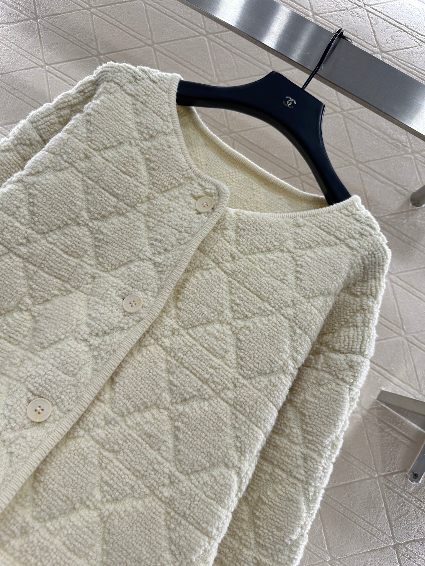 Di 25 Check jacquard wool cardigan jacket