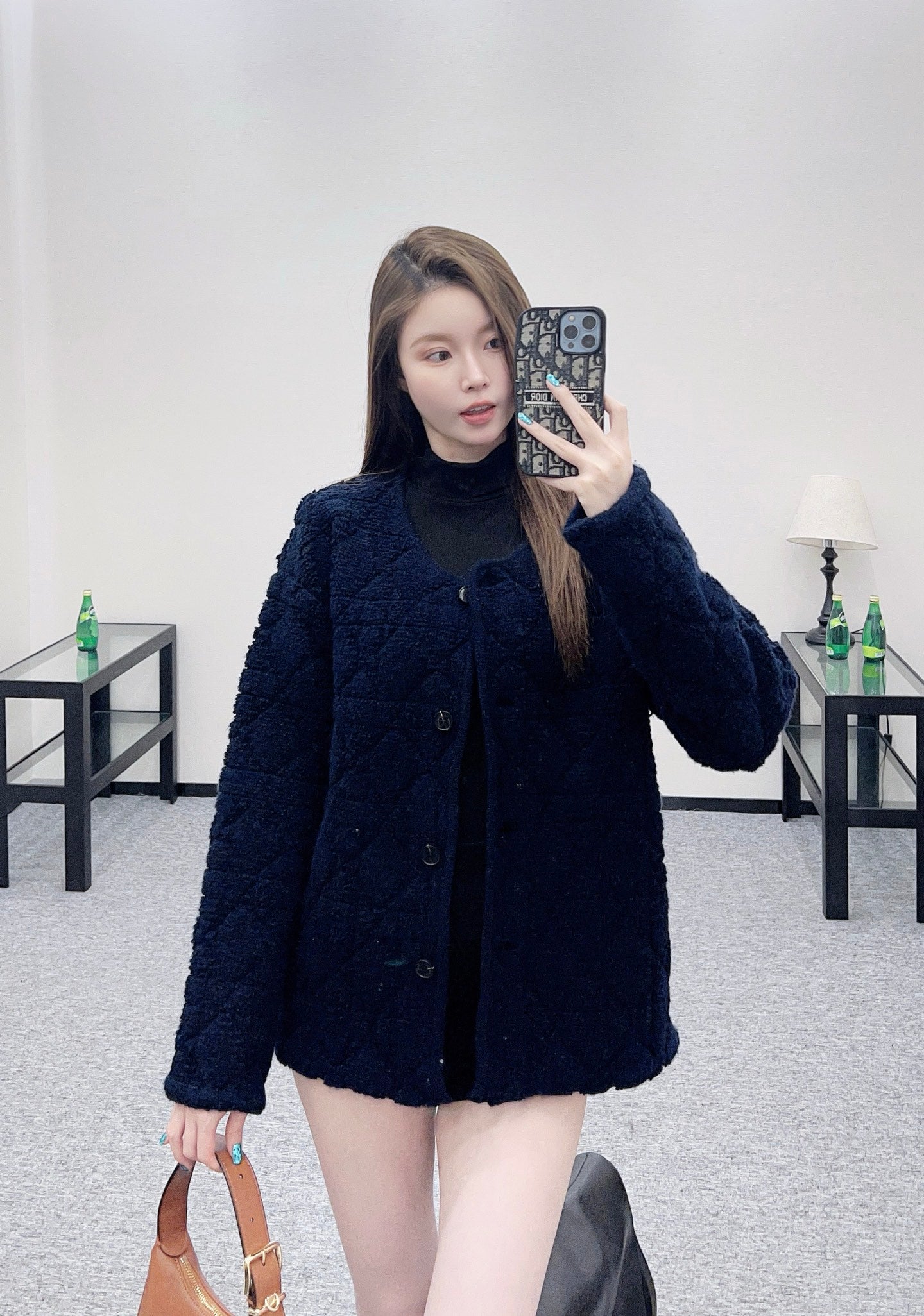 Di 25 Check jacquard wool cardigan jacket