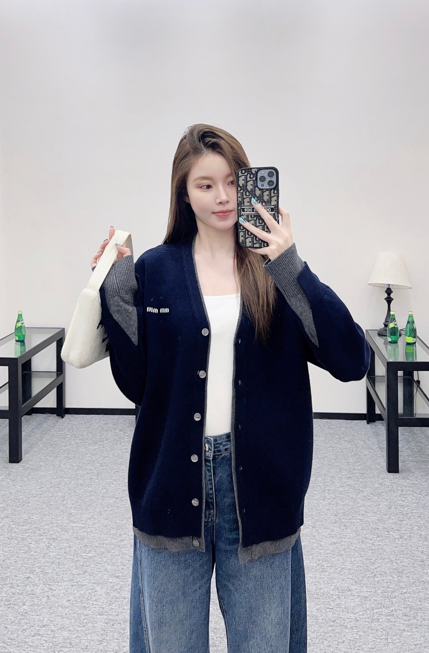 Mi 25 Fake two-piece knitted wool and cashmere cardigan