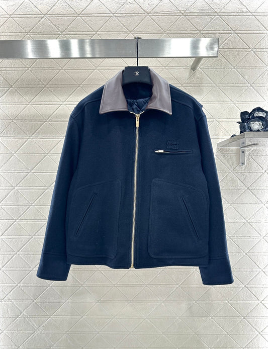 Mi 25 Genuine leather collar fleece wool padded jacket