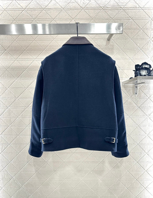 Mi 25 Genuine leather collar fleece wool padded jacket