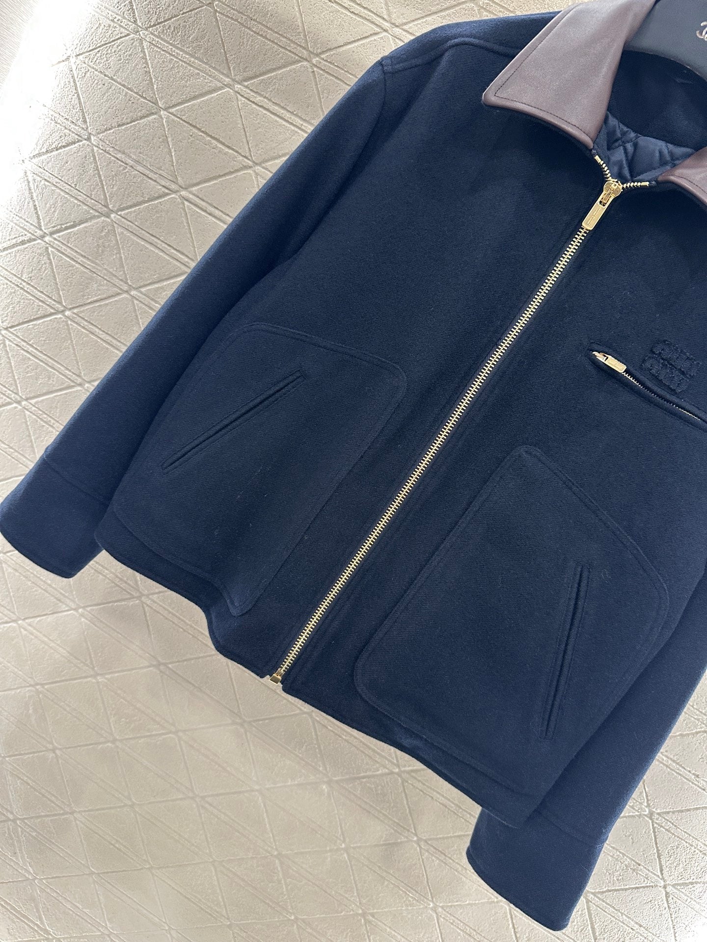 Mi 25 Genuine leather collar fleece wool padded jacket