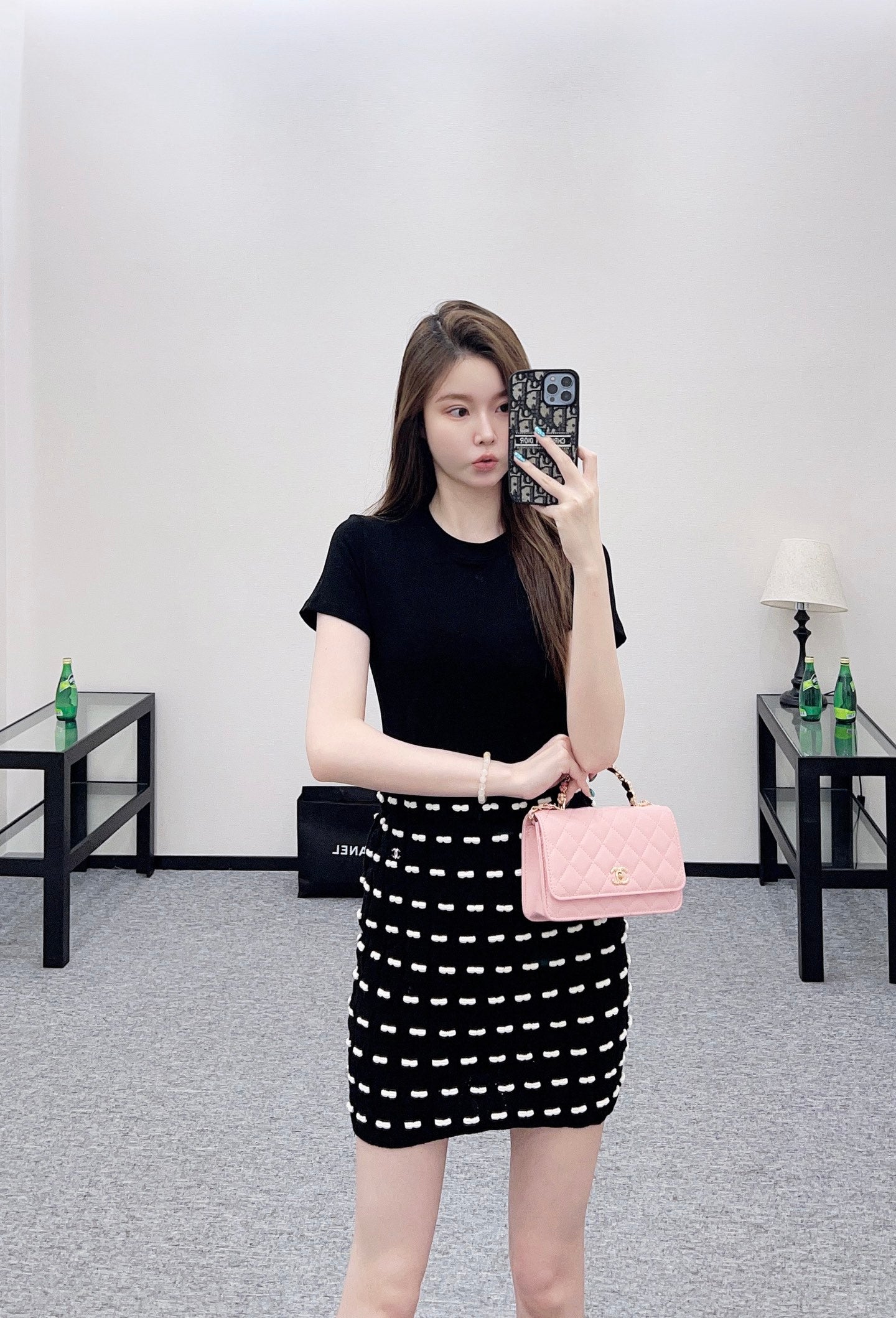 C 25 Bow Knitted Wool Skirt
