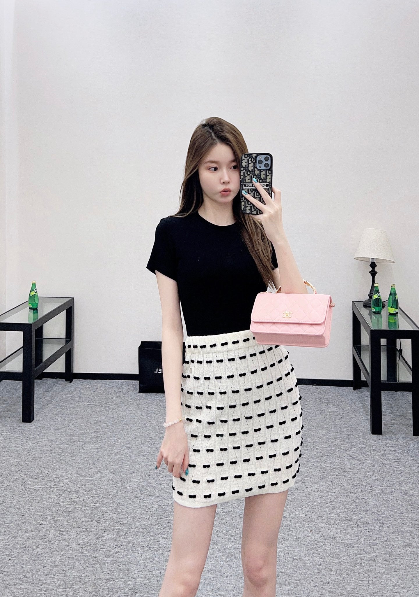 C 25 Bow Knitted Wool Skirt