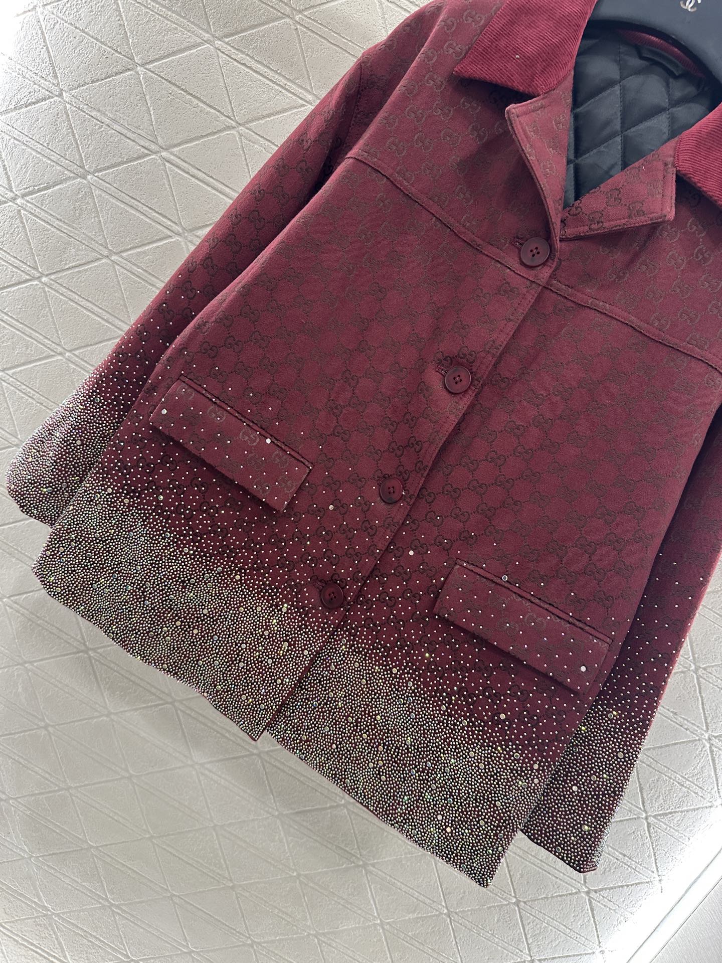 Gu 25 Hot Diamond Padded Jacket + Short Skirt Set