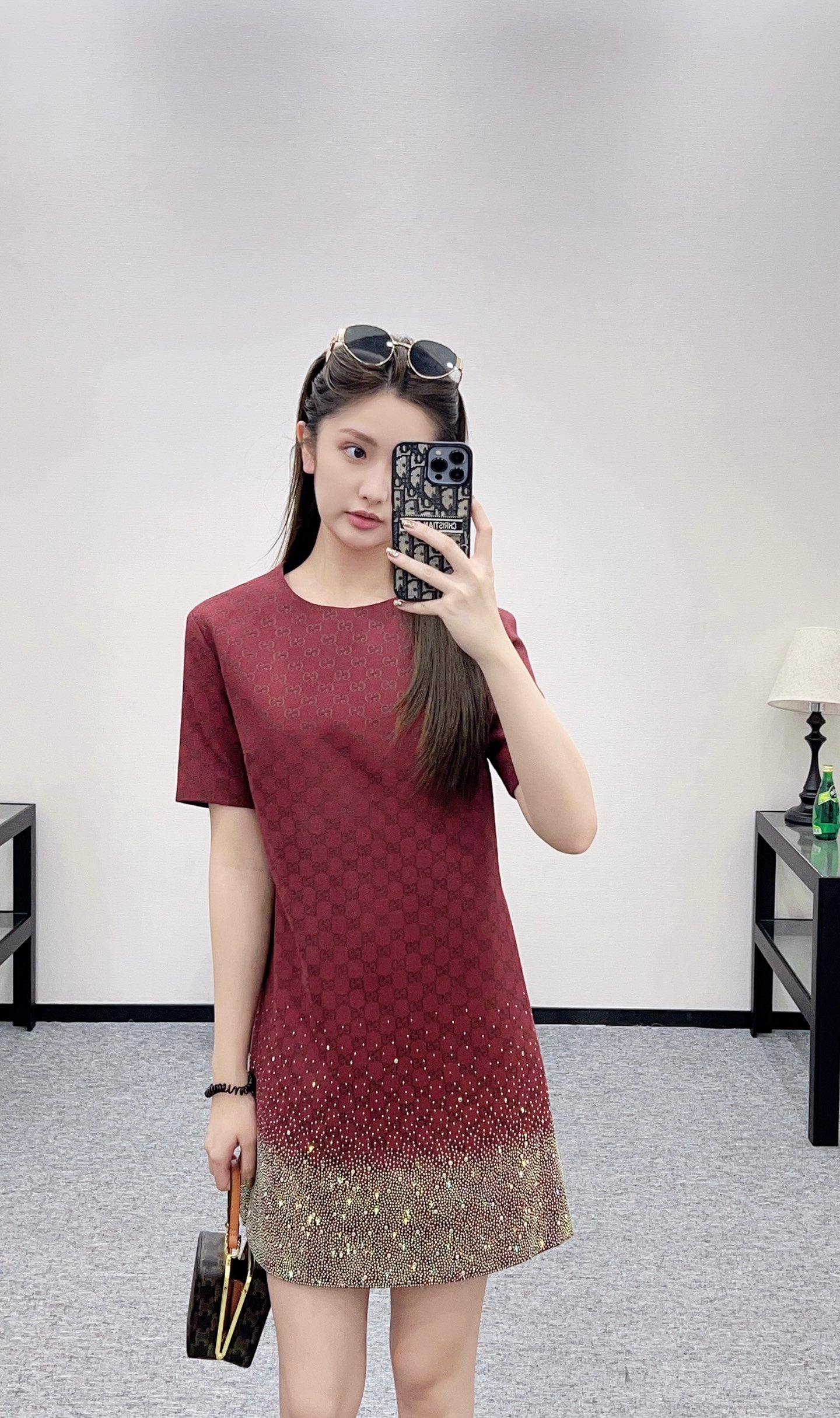 Gu 25 Rhinestone jacquard dress