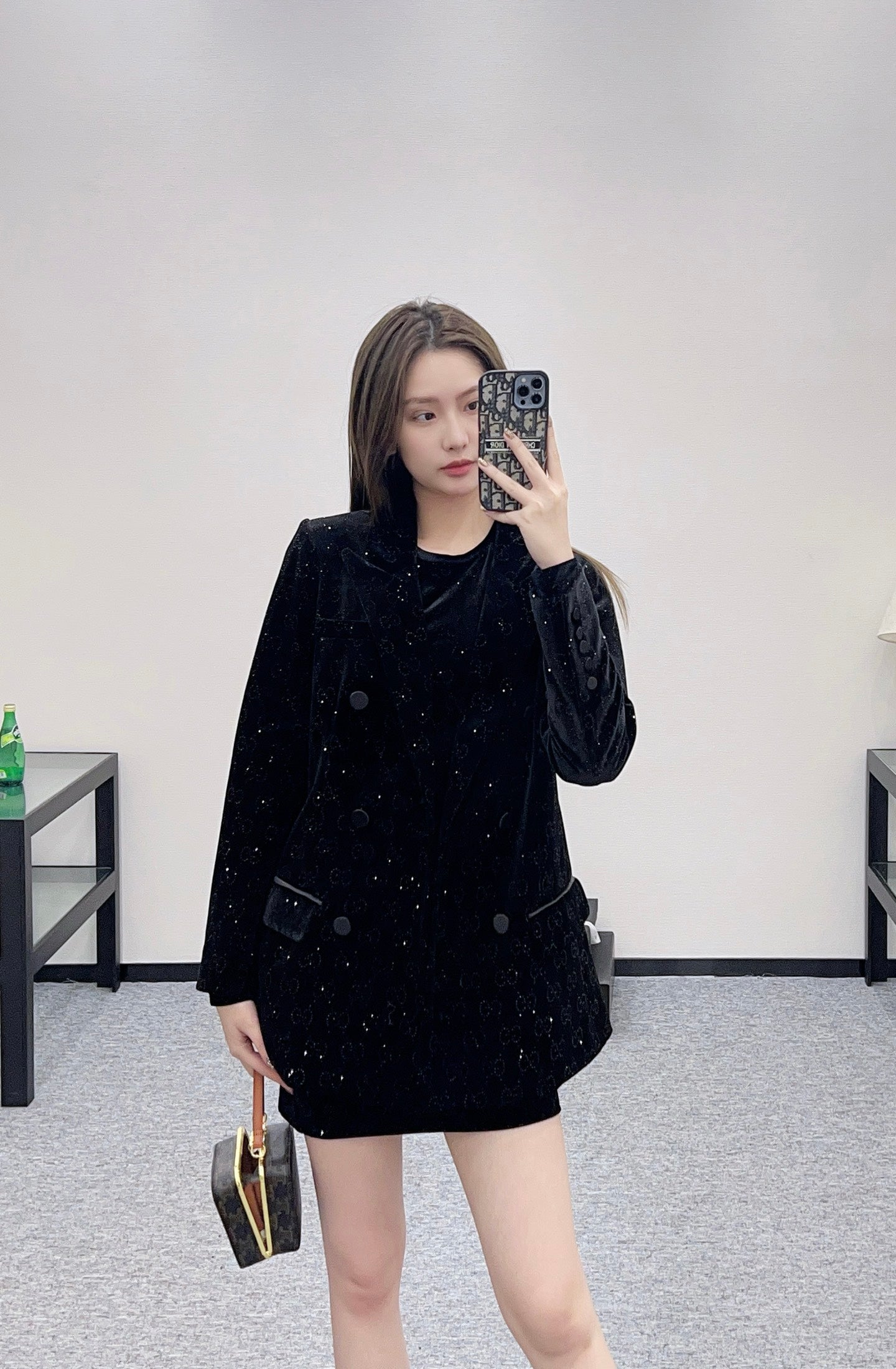 Gu 25 Velvet rhinestone suit jacket