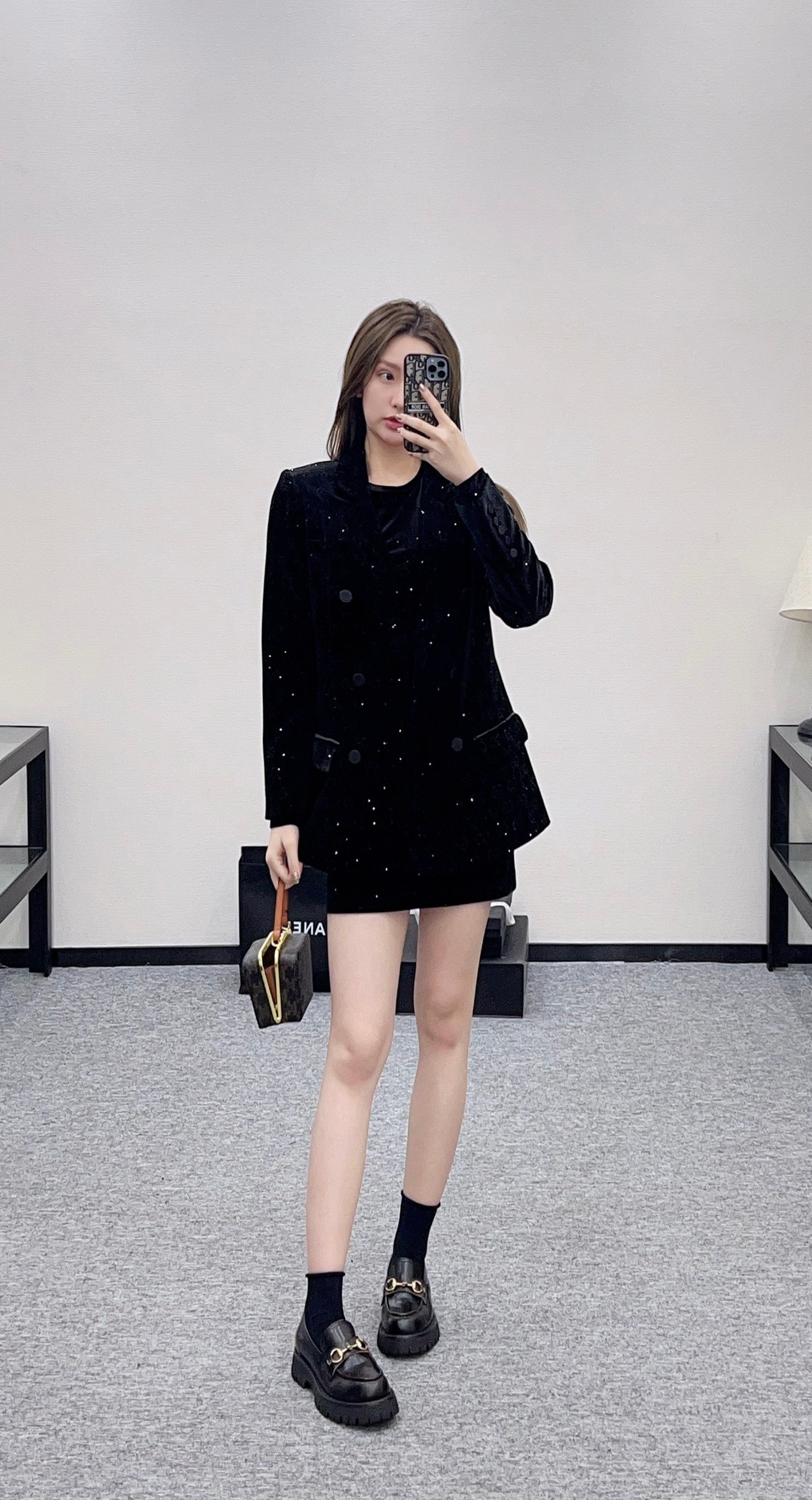 Gu 25 Velvet rhinestone suit jacket