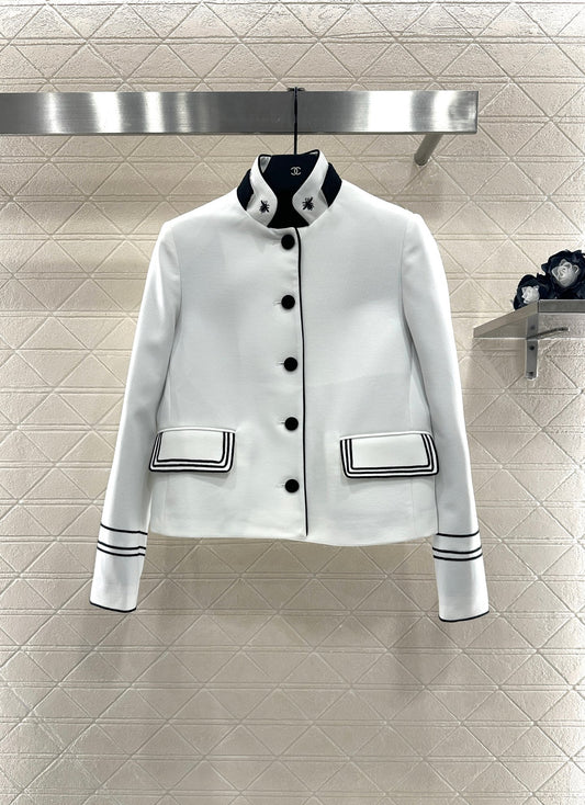 Di 25 Bee logo stand-up collar straight-cut shoulder suit