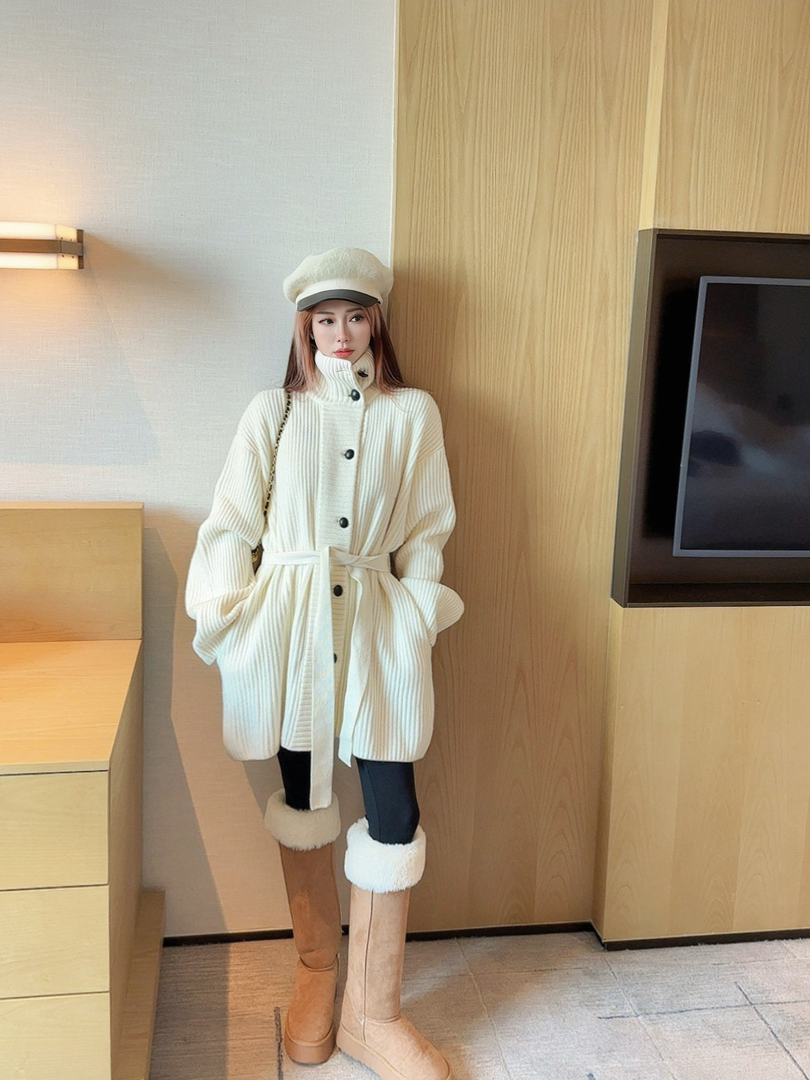 Bru 25 Knitted wool coat(BEIGI/BLACK/GRAY)