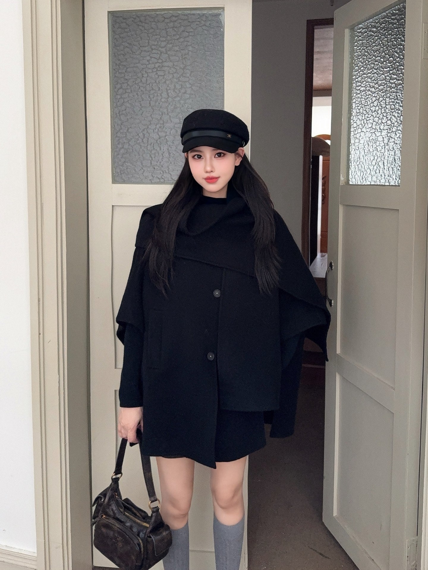 Lor 25 Scarf + Cashmere Wool Jacket(WHITE/BLACK/BROWN)