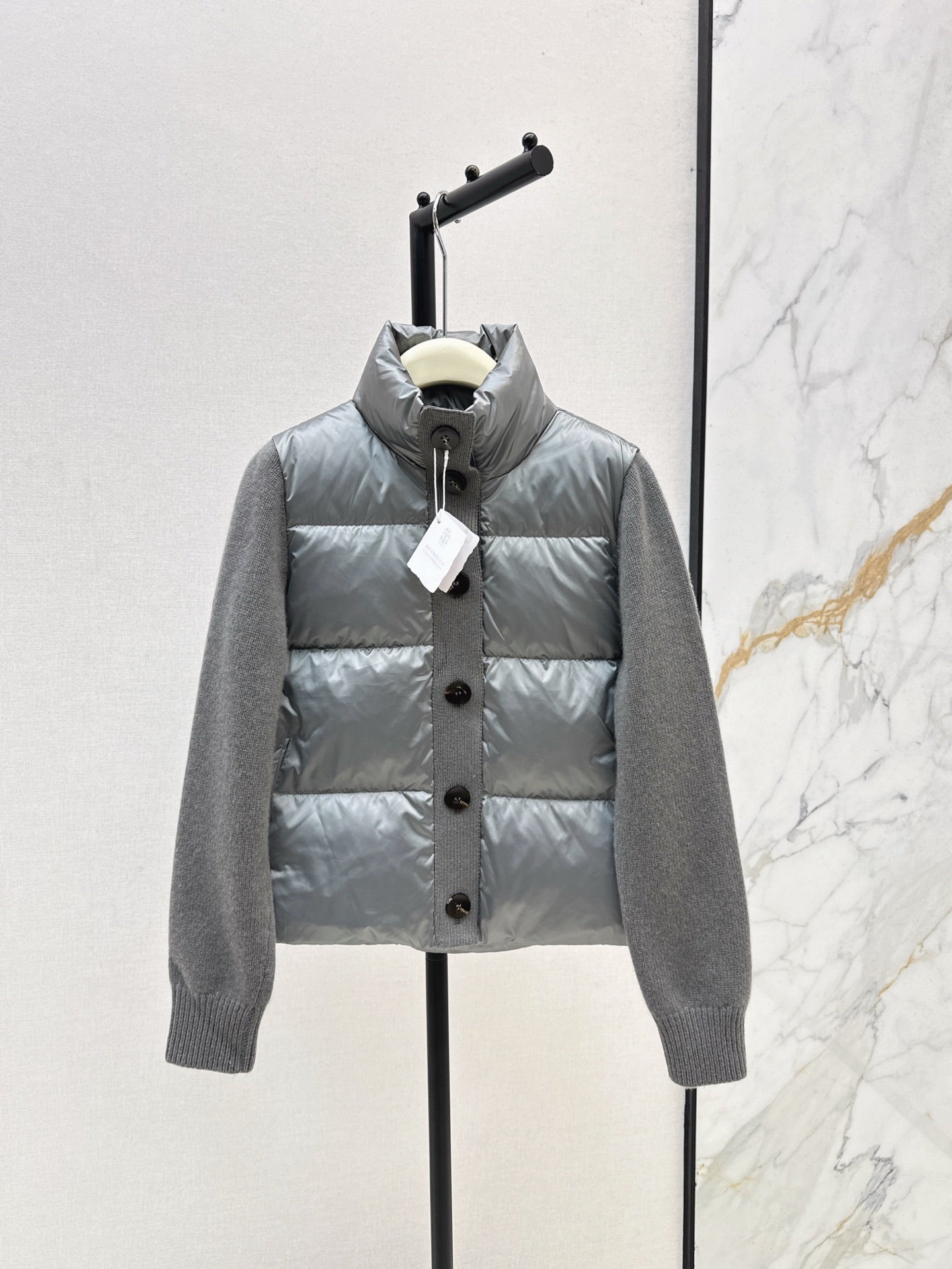 Bru 25 New cashmere patchwork stand collar down jacket
