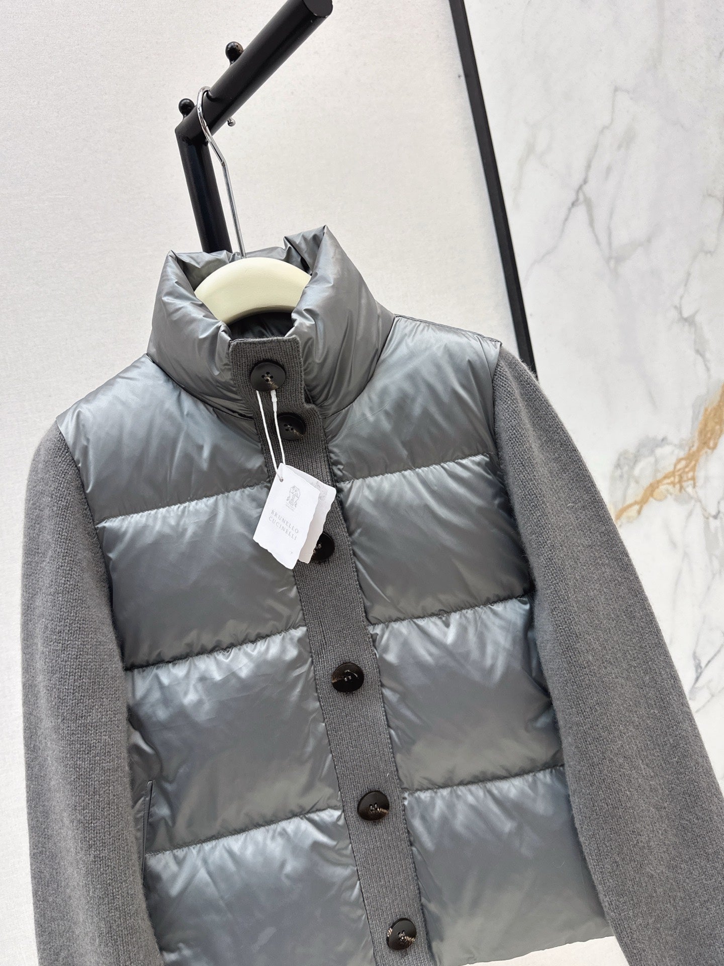 Bru 25 New cashmere patchwork stand collar down jacket