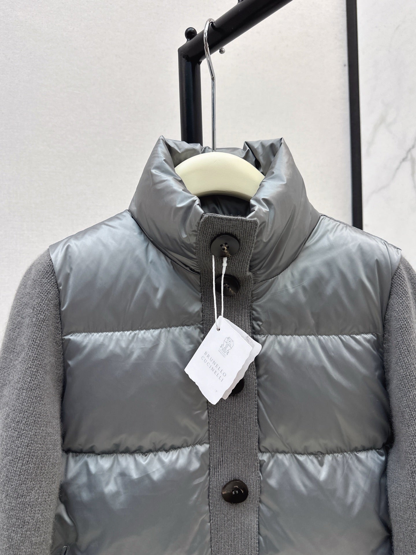 Bru 25 New cashmere patchwork stand collar down jacket
