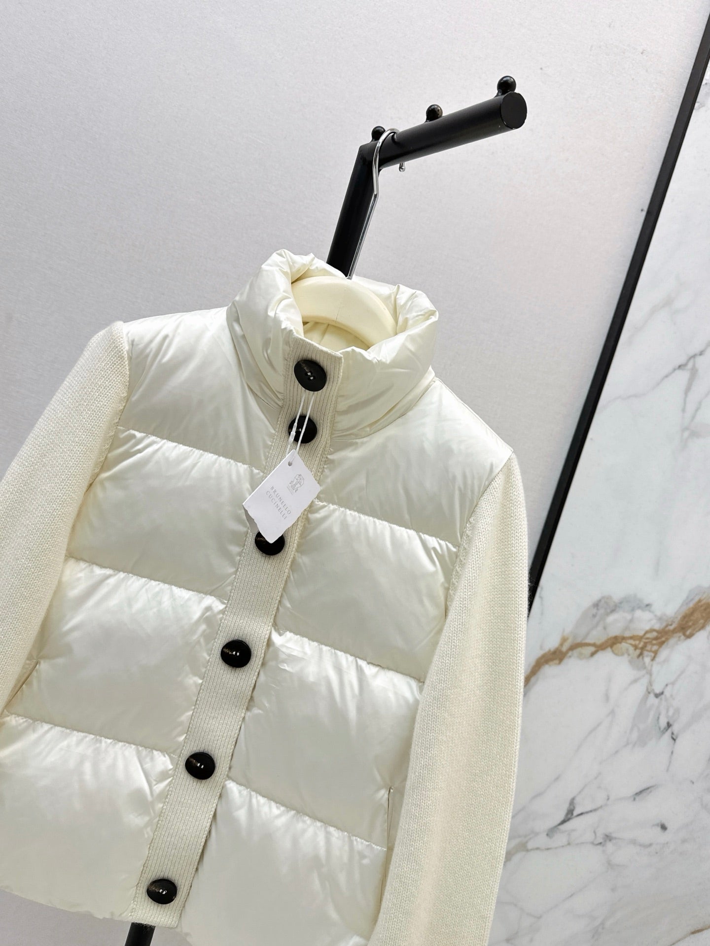 Bru 25 New cashmere patchwork stand collar down jacket