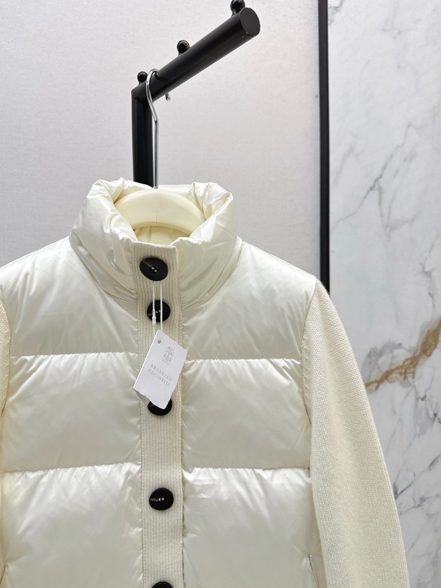 Bru 25 New cashmere patchwork stand collar down jacket