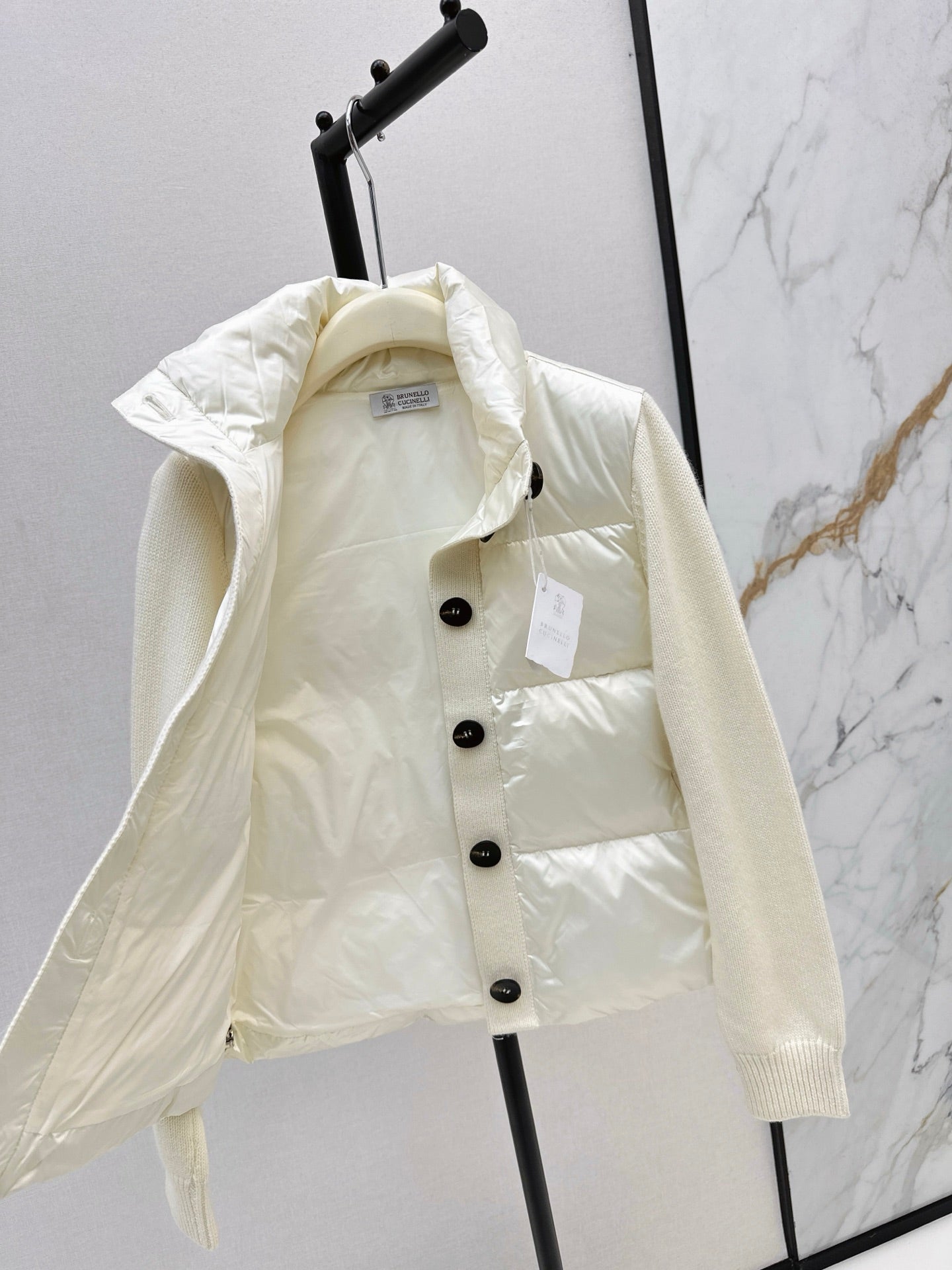 Bru 25 New cashmere patchwork stand collar down jacket