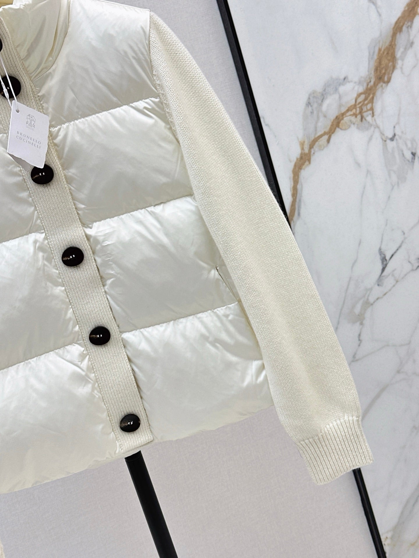 Bru 25 New cashmere patchwork stand collar down jacket
