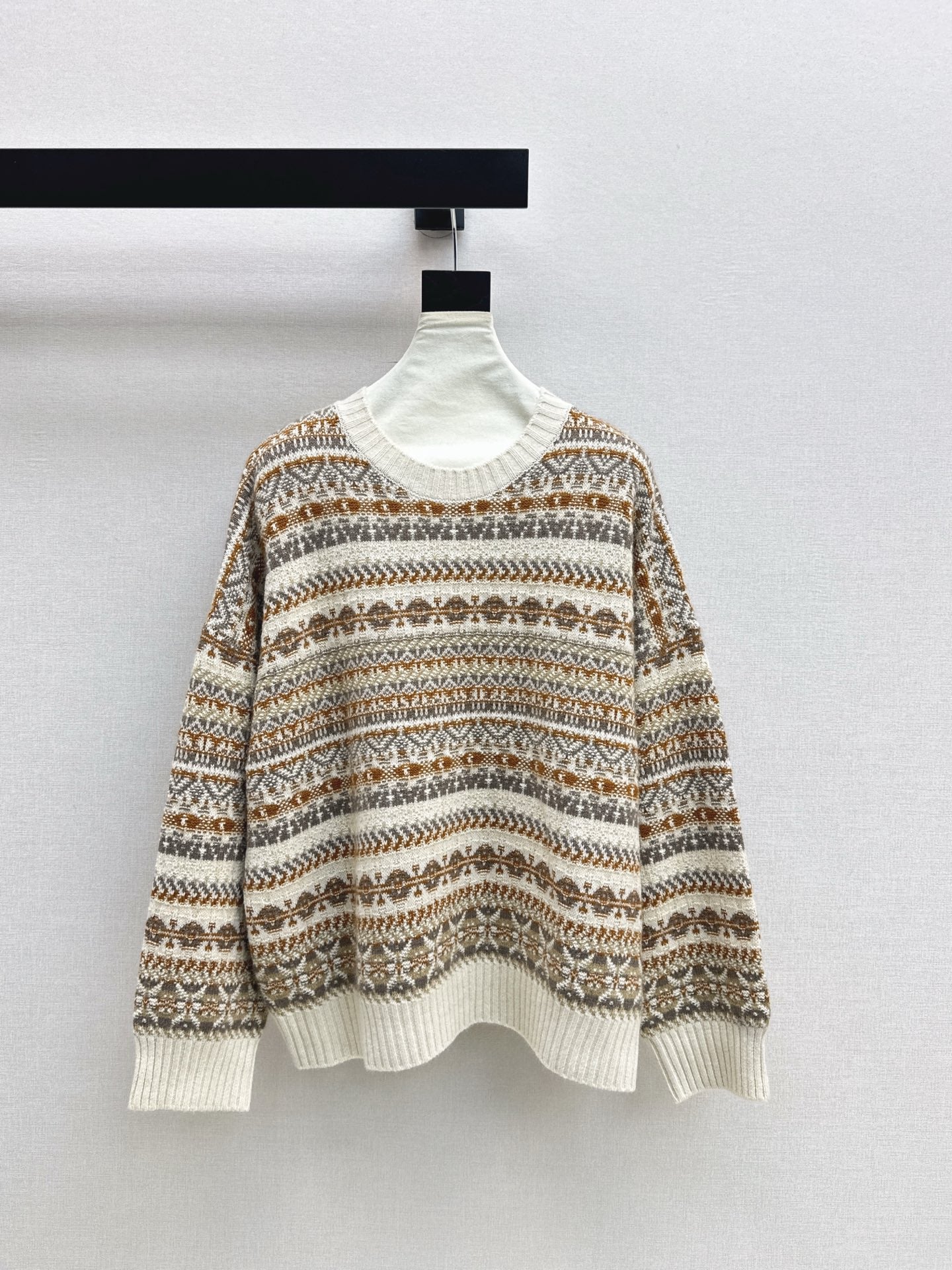 Lor 25 New Fair Isle Knitted Crew Neck Wool Sweater