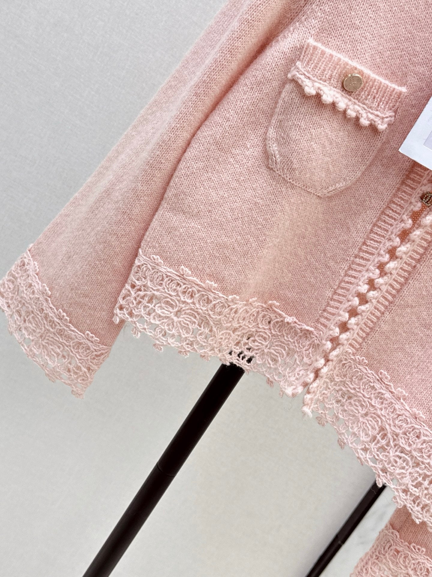 C 25 New Arrival Doll Collar Knitted Wool Cardigan (Blue/Pink)