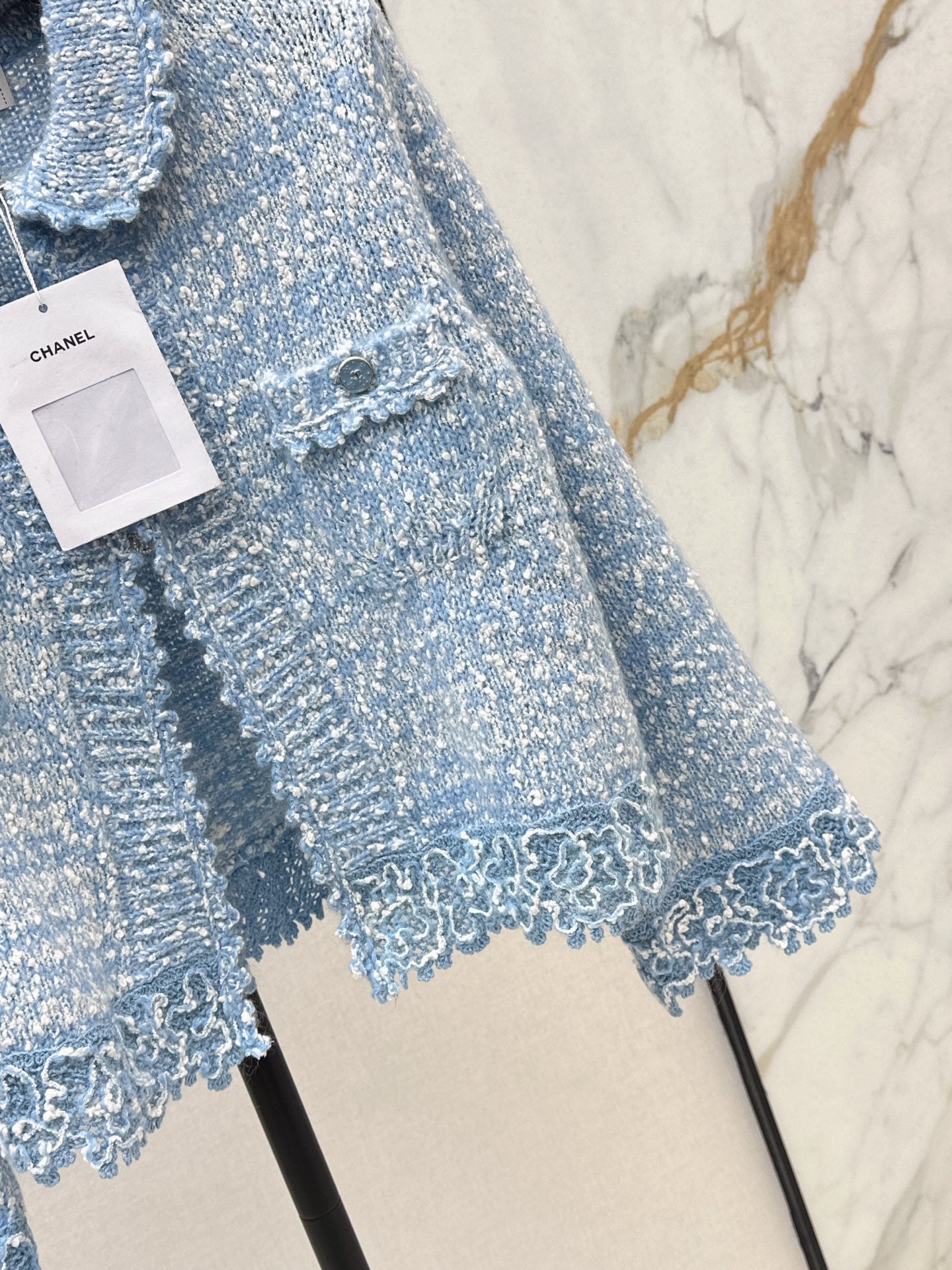 C 25 New Arrival Doll Collar Knitted Wool Cardigan (Blue/Pink)