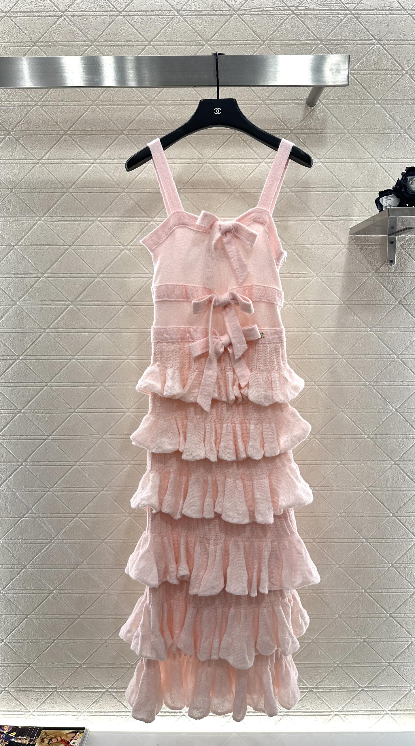 C 25 Cake Layer Bow Knitted Slip Dress