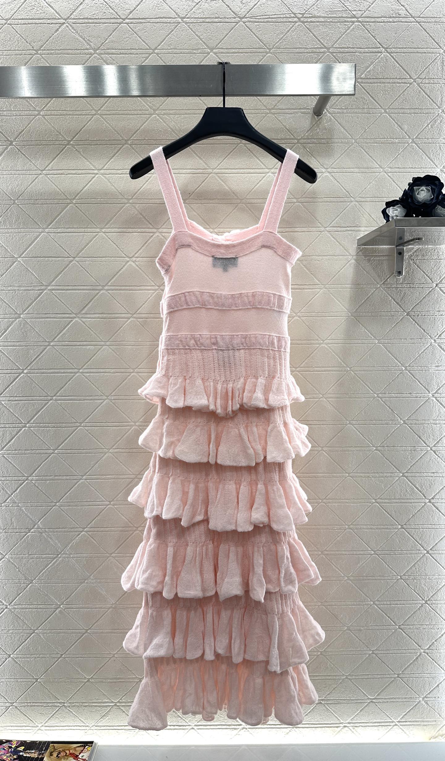 C 25 Cake Layer Bow Knitted Slip Dress