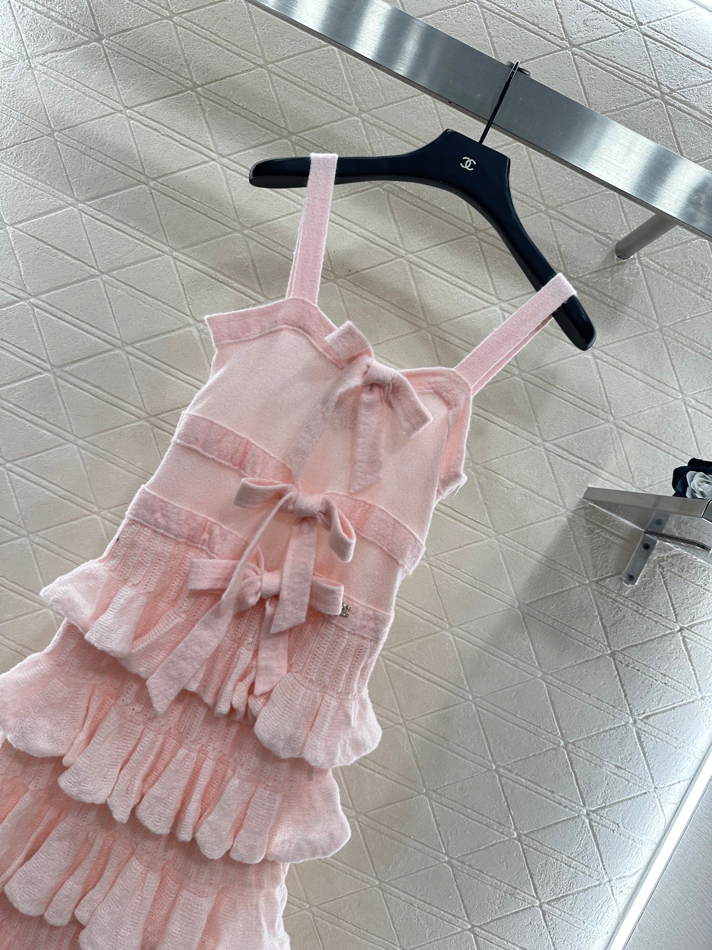C 25 Cake Layer Bow Knitted Slip Dress