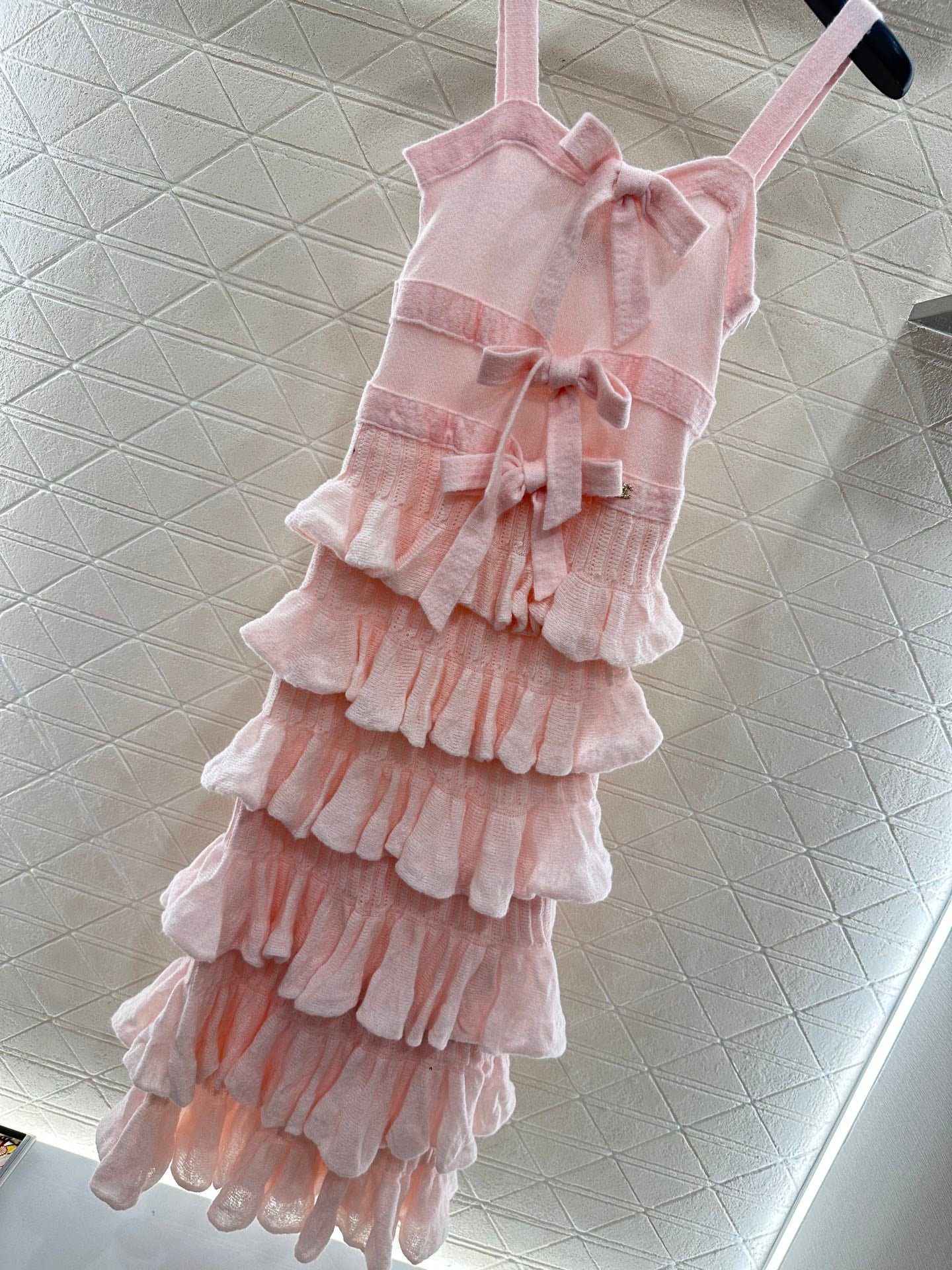 C 25 Cake Layer Bow Knitted Slip Dress