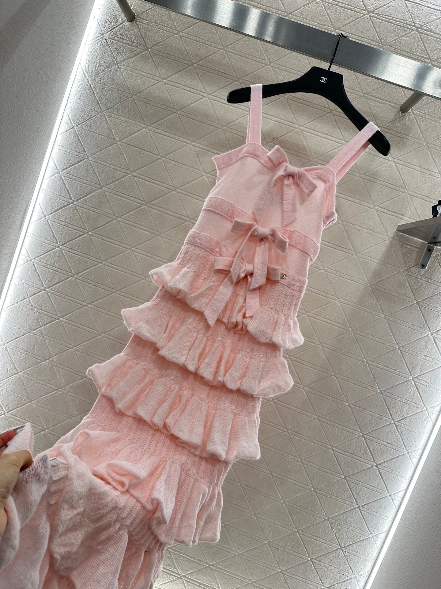 C 25 Cake Layer Bow Knitted Slip Dress