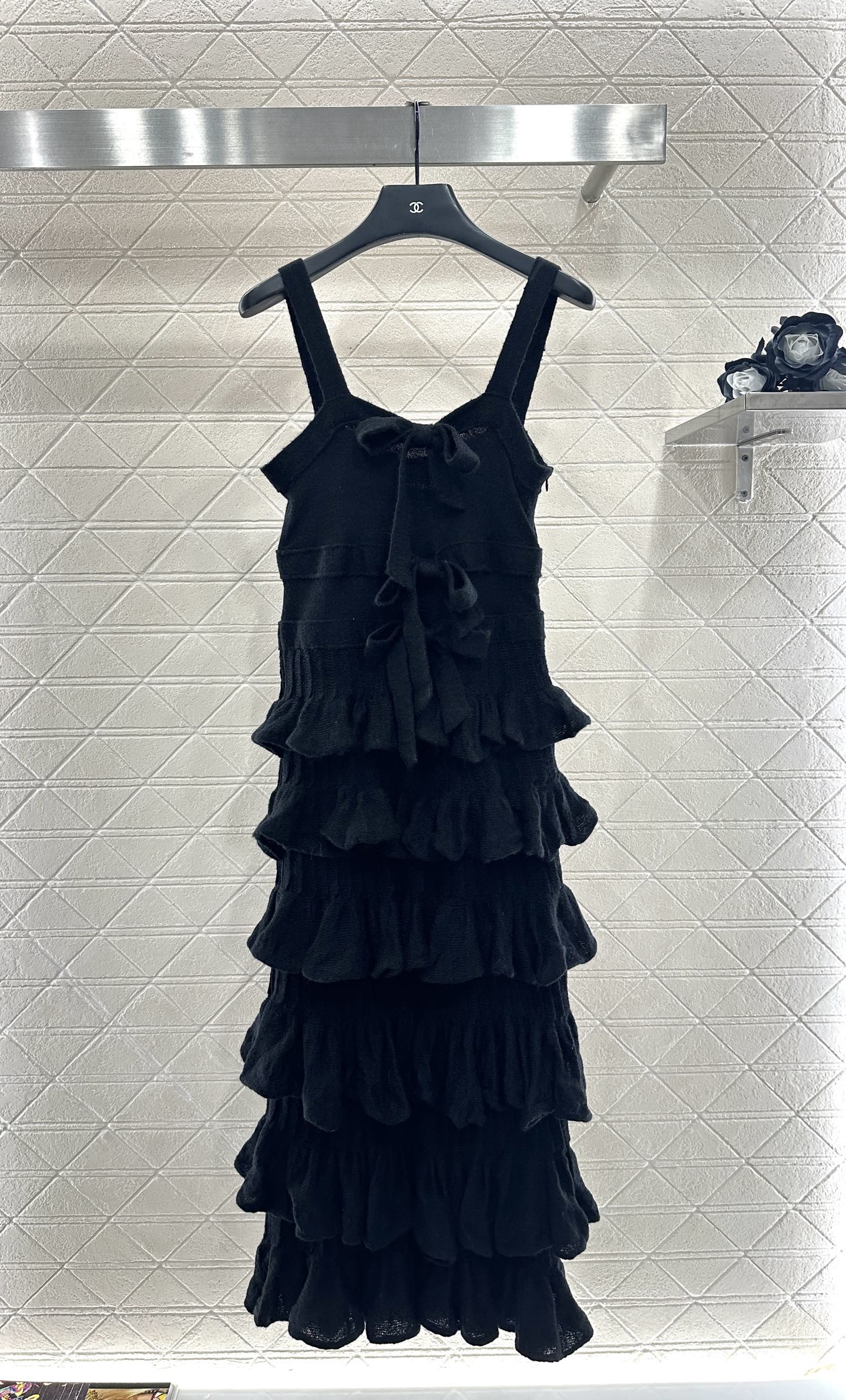 C 25 Cake Layer Bow Knitted Slip Dress