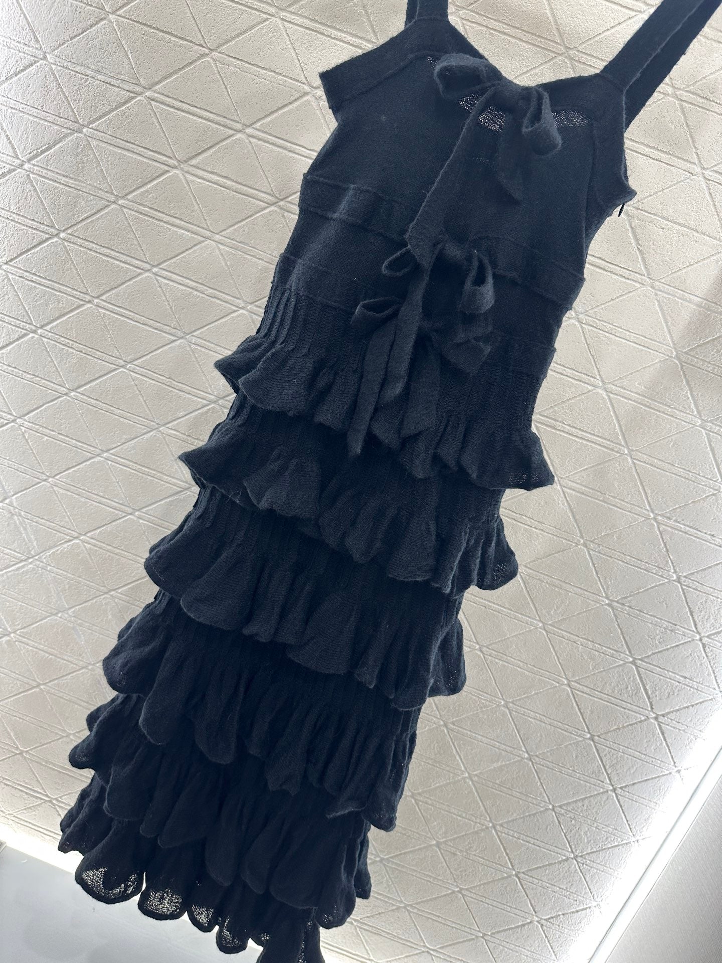 C 25 Cake Layer Bow Knitted Slip Dress